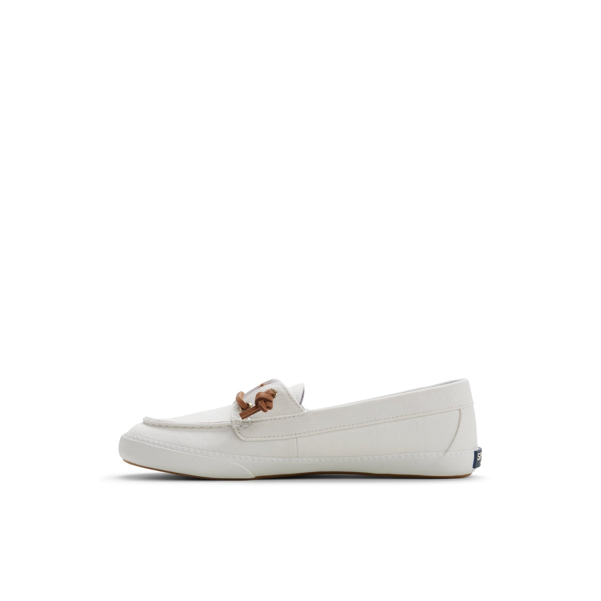 Three-quarter angle of White Lounge Away Sneaker Slip Ons's back side
