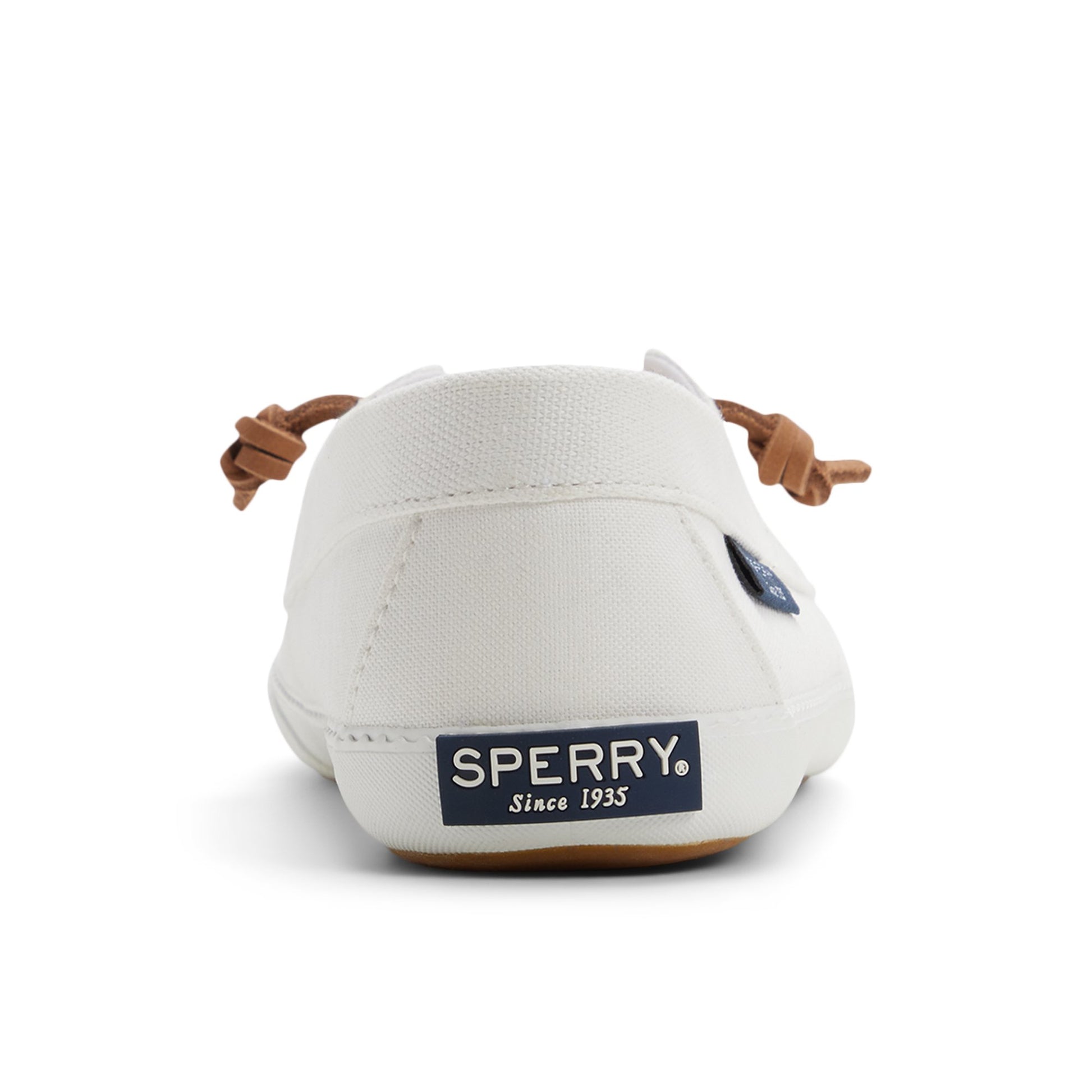 Three-quarter angle of White Lounge Away Sneaker Slip Ons's front side