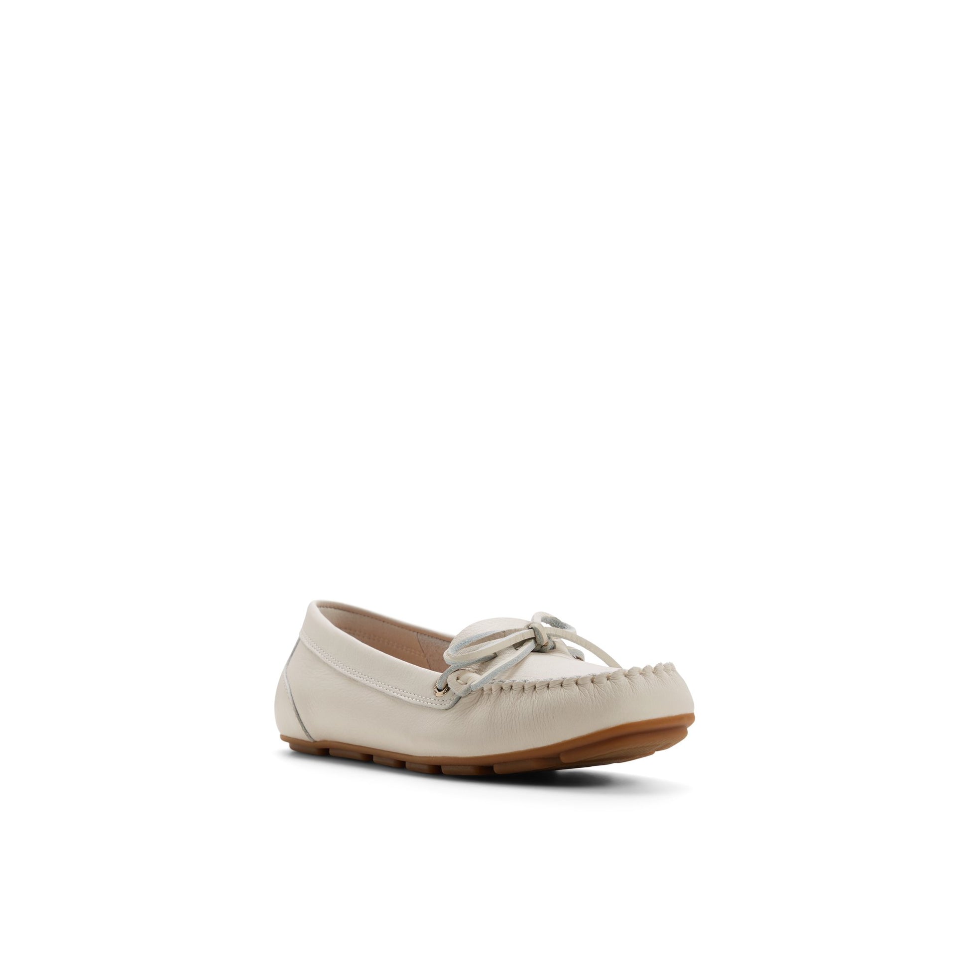 Side view of Cream Bow Driver Loafer Driver Shoes
