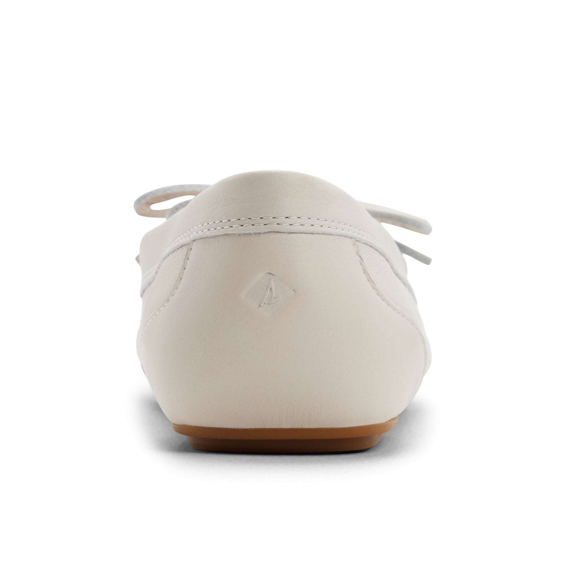 Three-quarter angle of Cream Bow Driver Loafer Driver Shoes's front side