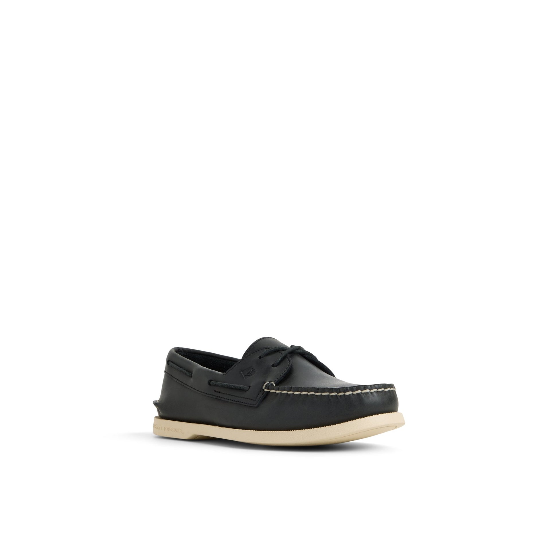 Side view of Black Authentic Original™ 2-Eye Cross Lace Boat Shoe Boat Shoe