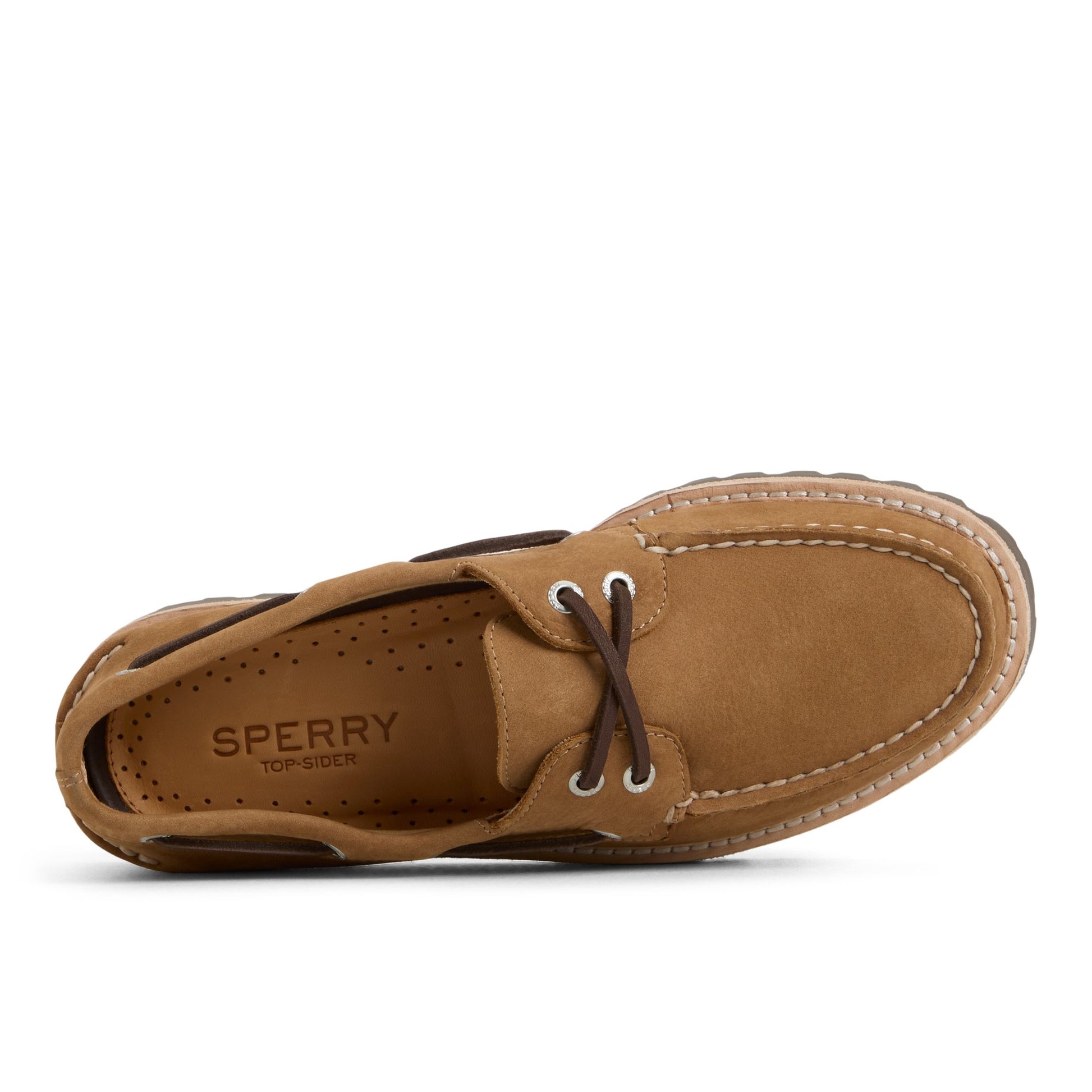 Top-down view of the Linen multi Authentic Original™ 2 Eye Low Lug Boat Shoe
