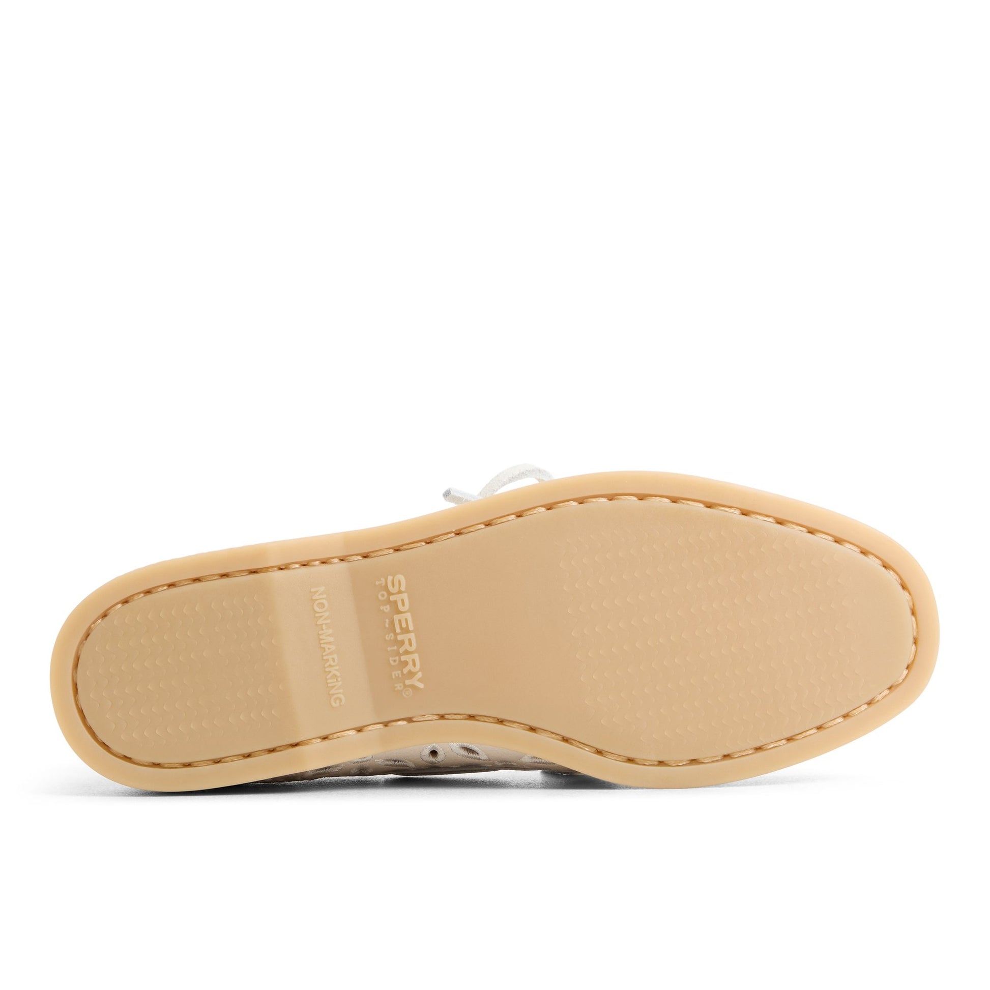 Close-up of the Cream Authentic Original™ 2 Eye Embroidered Boat Shoe Boat Shoe