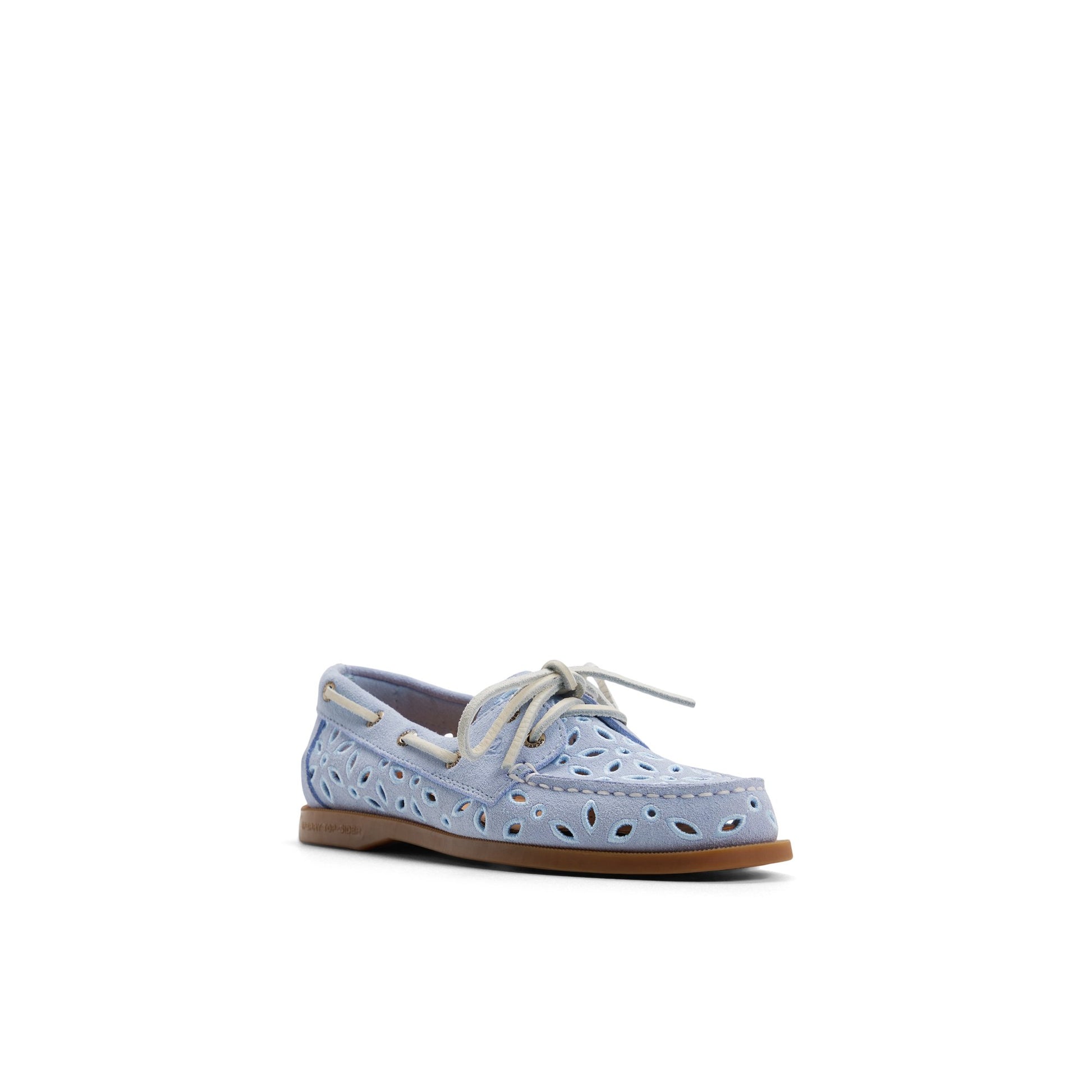 Side view of Light blue Authentic Original™ 2 Eye Embroidered Boat Shoe Boat Shoe