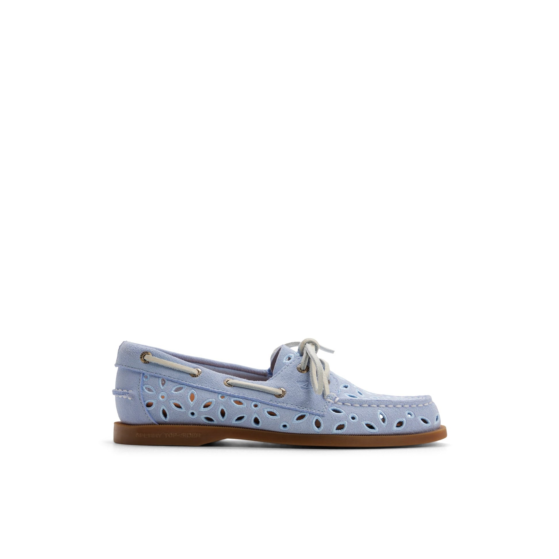 Main View of Light blue Authentic Original™ 2 Eye Embroidered Boat Shoe Boat Shoe for Womens