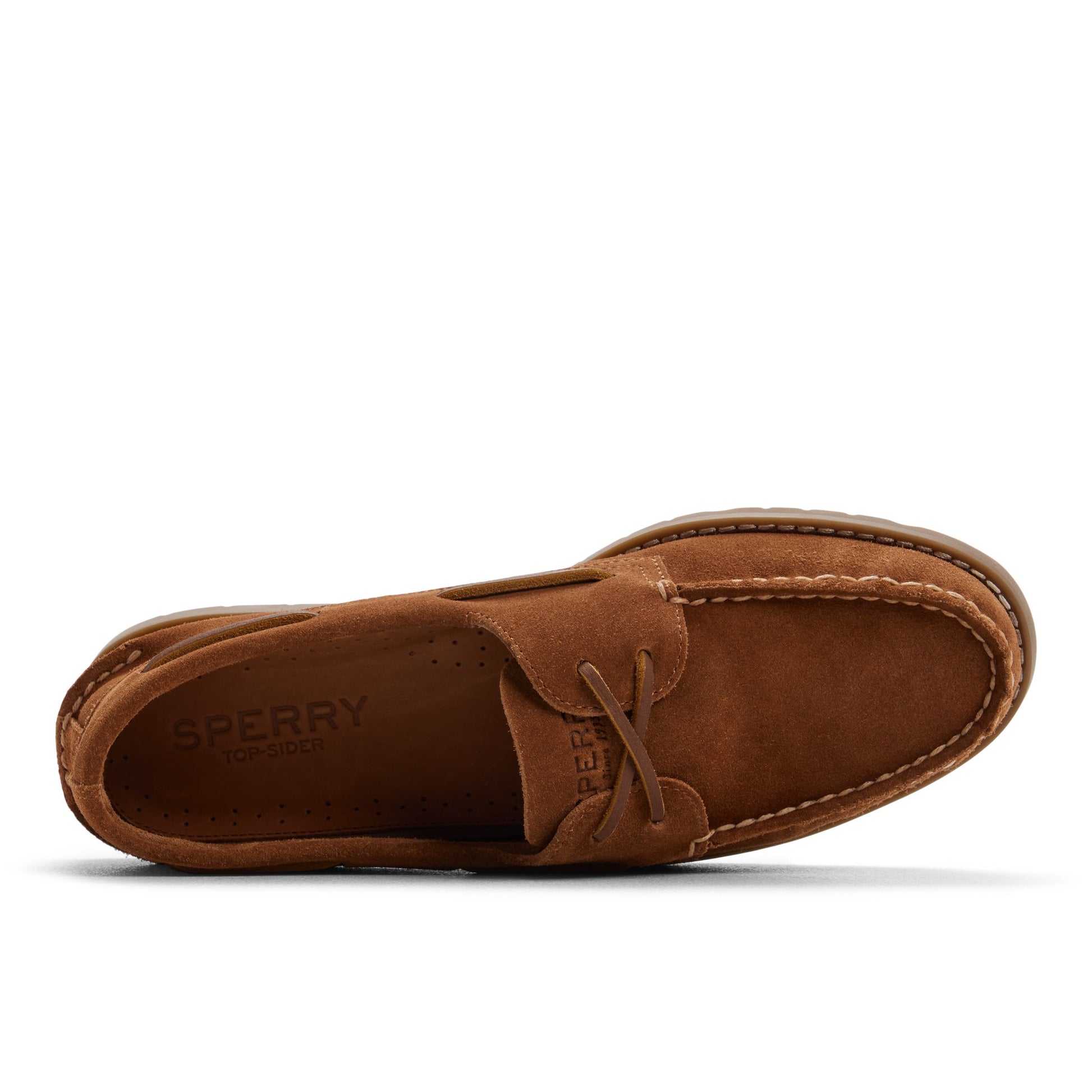 Top-down view of the Dark brown Authentic Original™ 2-Eye Ripple Lug Boat Shoe Boat Shoe