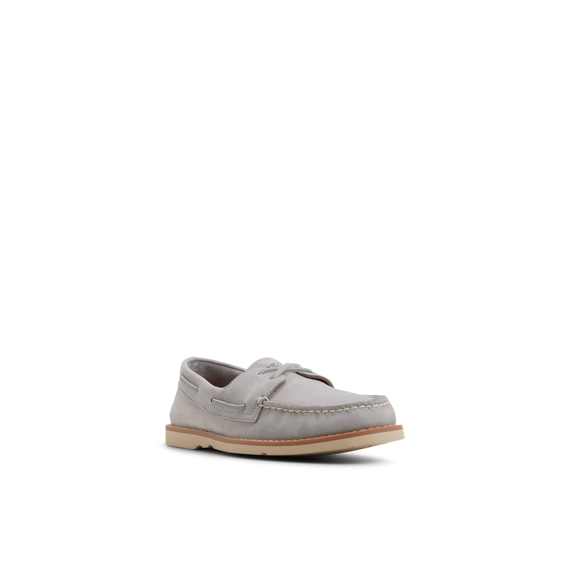 Side view of Light grey Authentic Original™ 2-Eye Ripple Lug Boat Shoe Boat Shoe