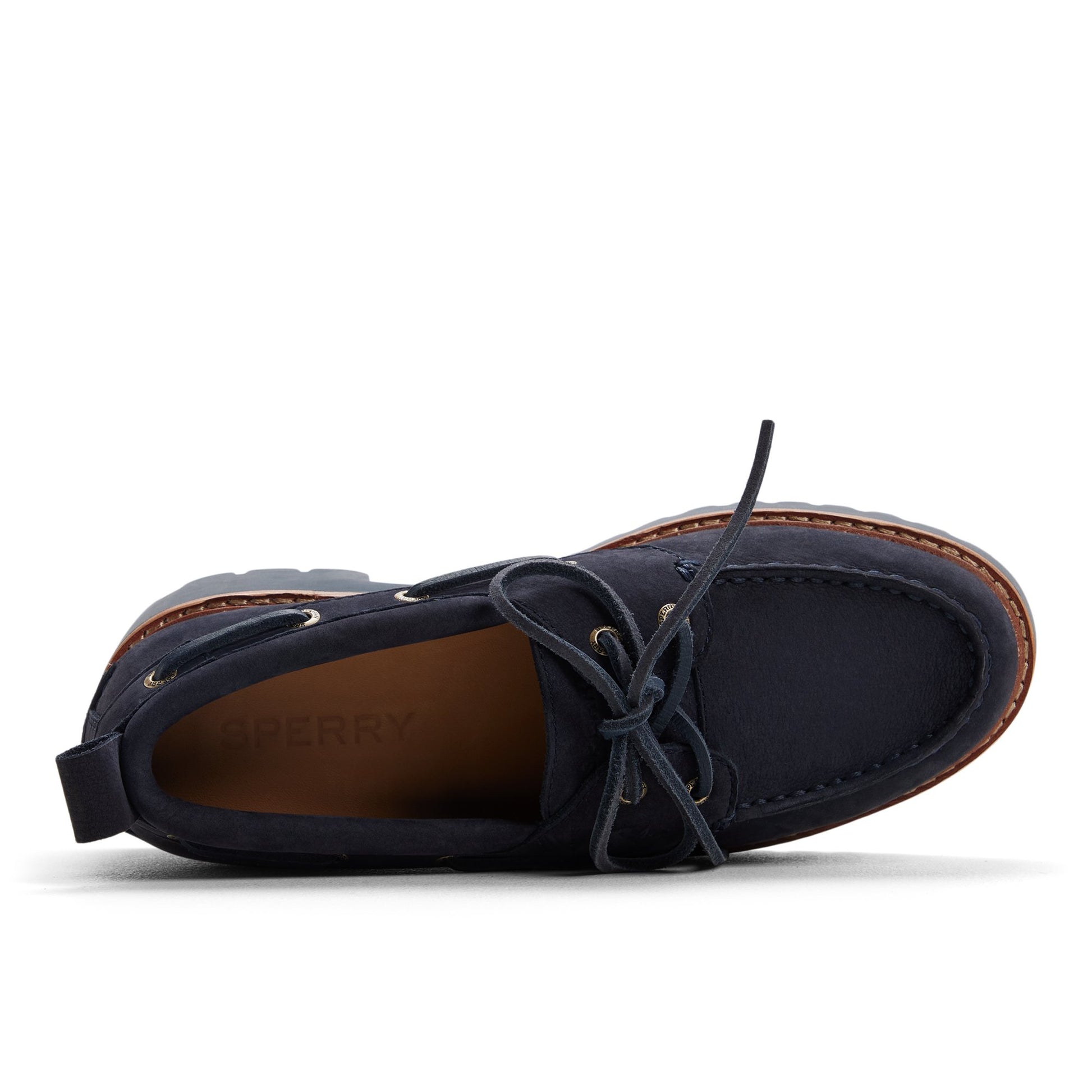 Top-down view of the Navy Authentic Original™ 2 Eye Lug Boat Shoe Loafers