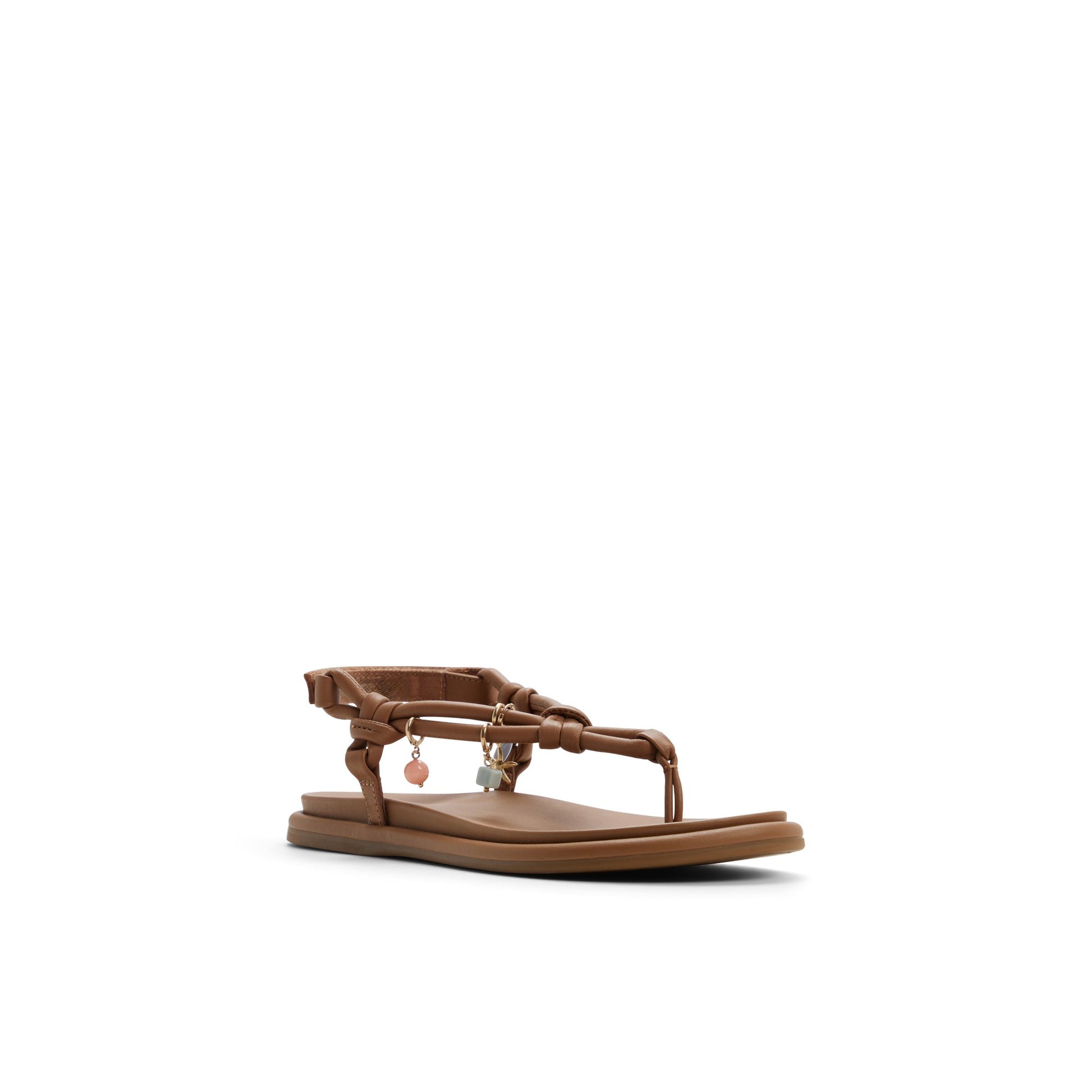 Side view of Tan Isla T-bar Sandal T-Strap Flat Sandals