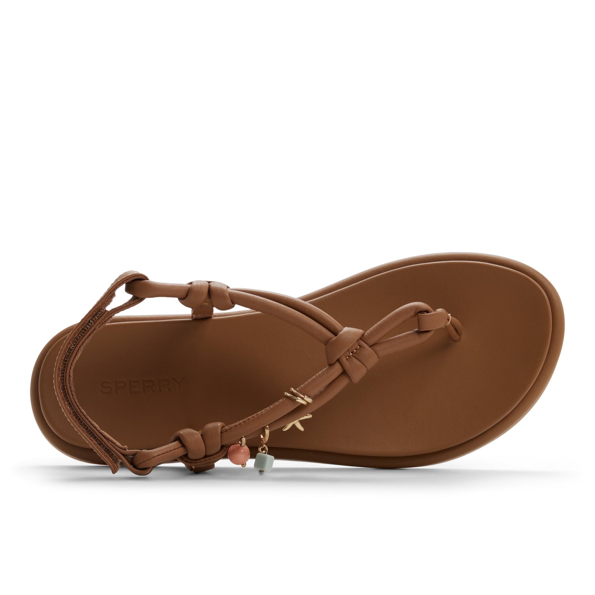 Top-down view of the Tan Isla T-bar Sandal T-Strap Flat Sandals