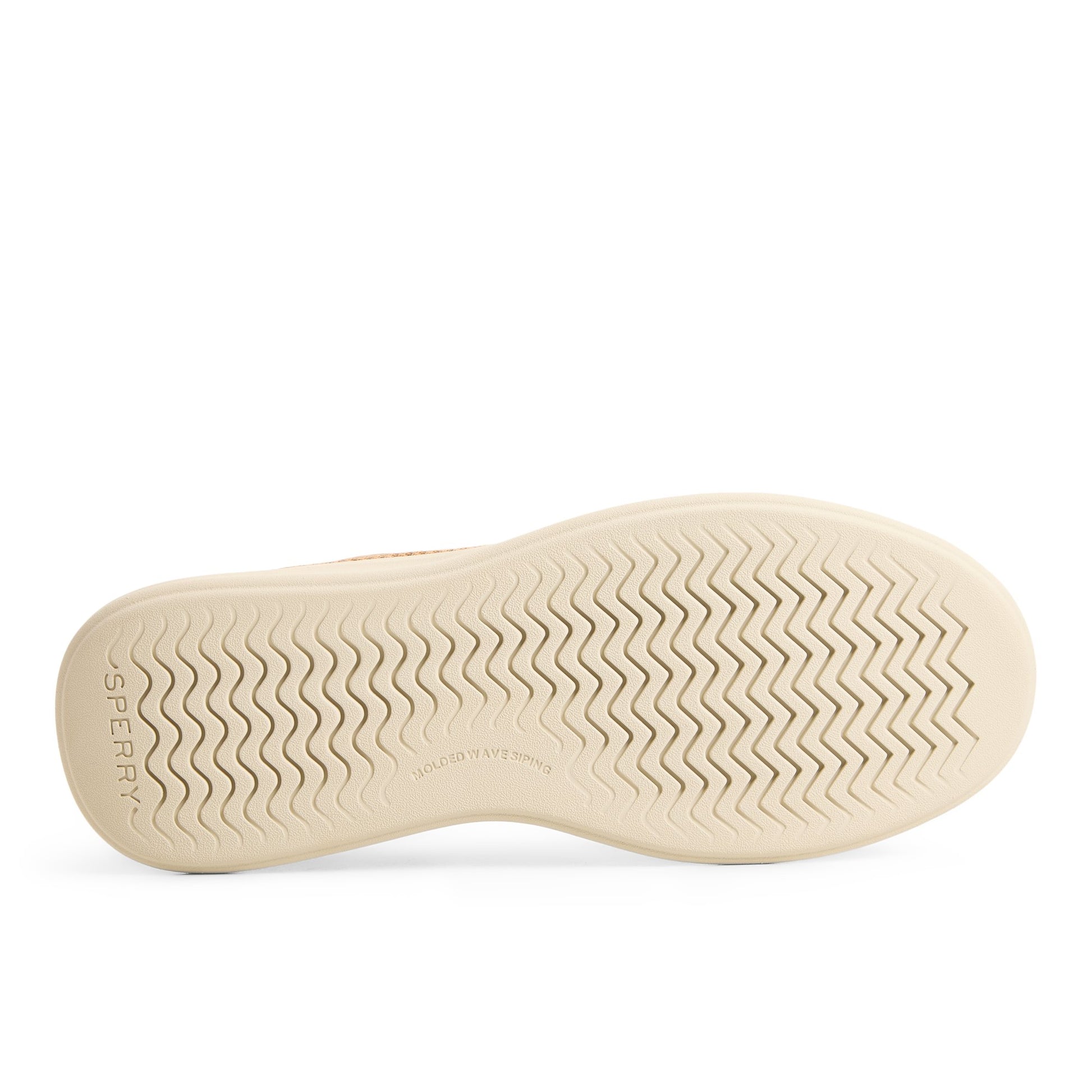 Close-up of the Tan Harpoon 3-Eye Boat Shoe Sneaker