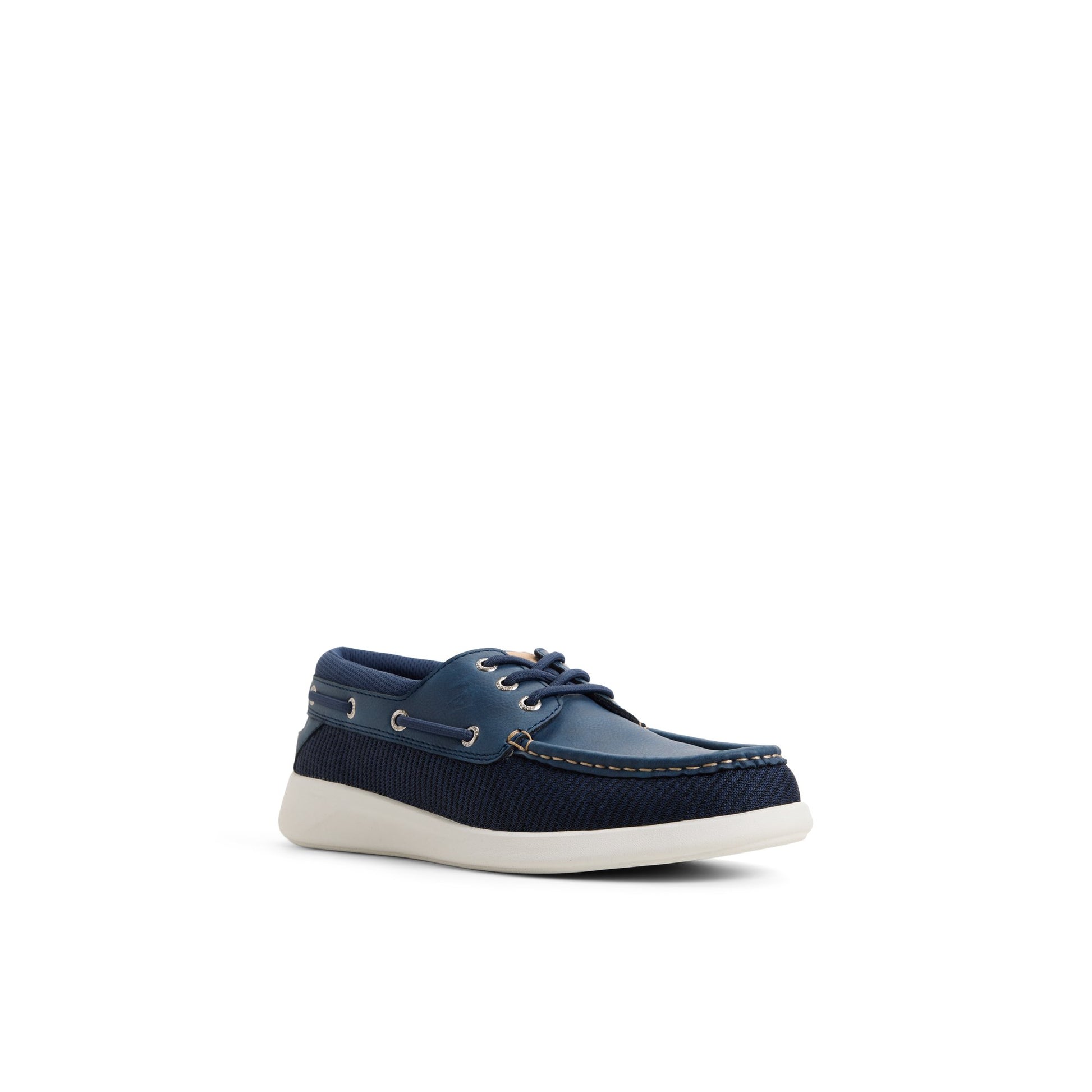 Side view of Navy Harpoon 3-Eye Boat Shoe Sneaker