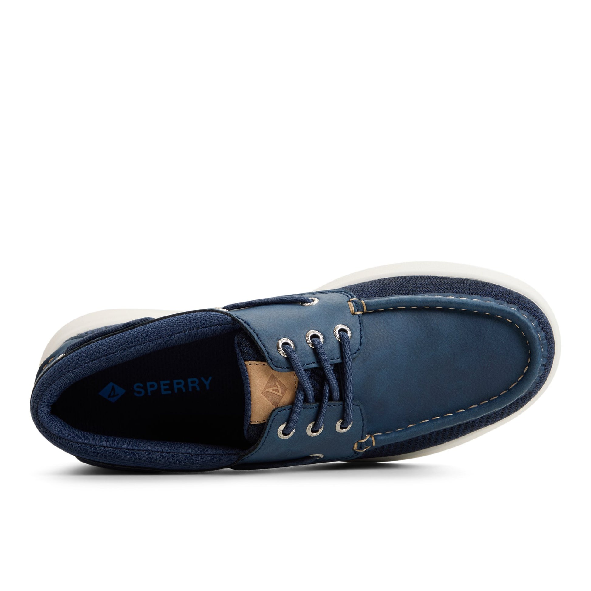 Top-down view of the Navy Harpoon 3-Eye Boat Shoe Sneaker
