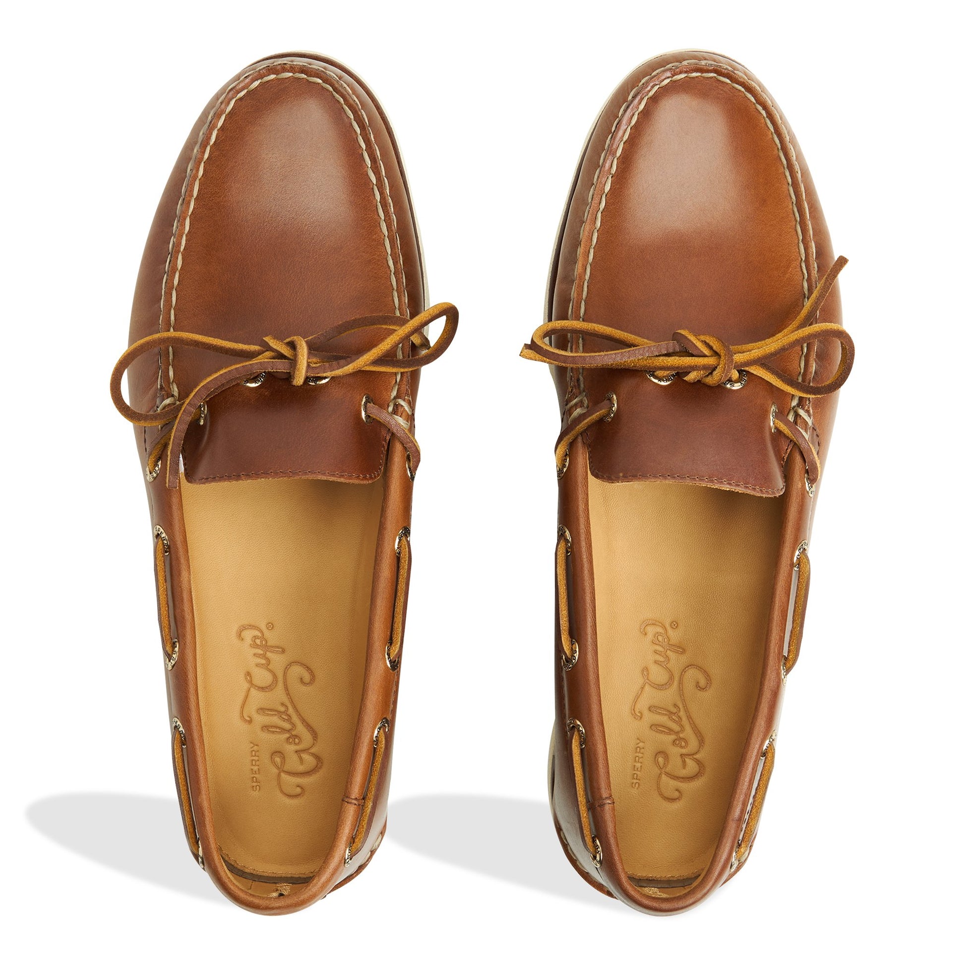 Top-down view of the Open tan Gold Cup™ Authentic Original™ 2-Eye Boat Shoe Boat Shoe