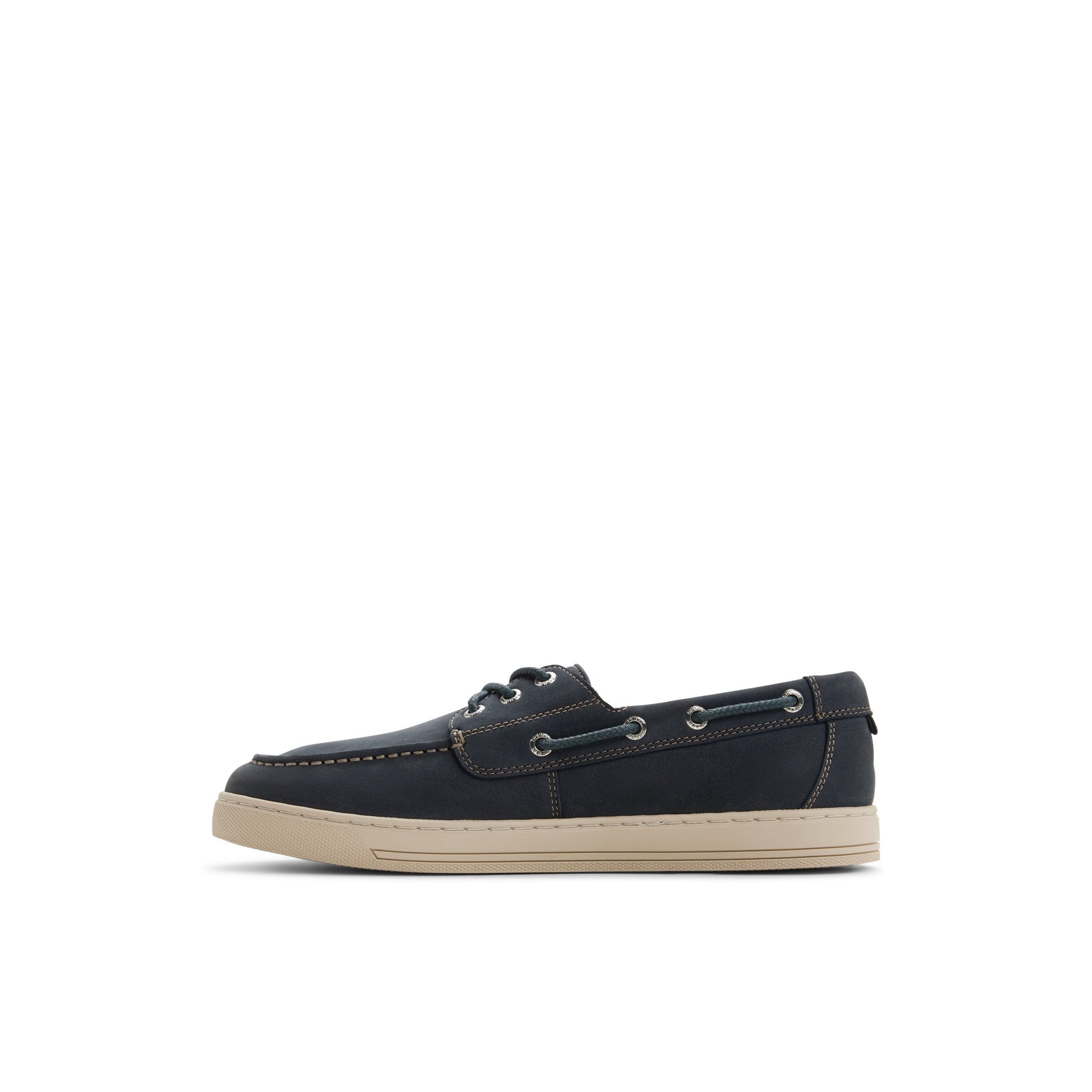 Three-quarter angle of Navy Como Moc Loafer Boat Shoe Sneaker's back side
