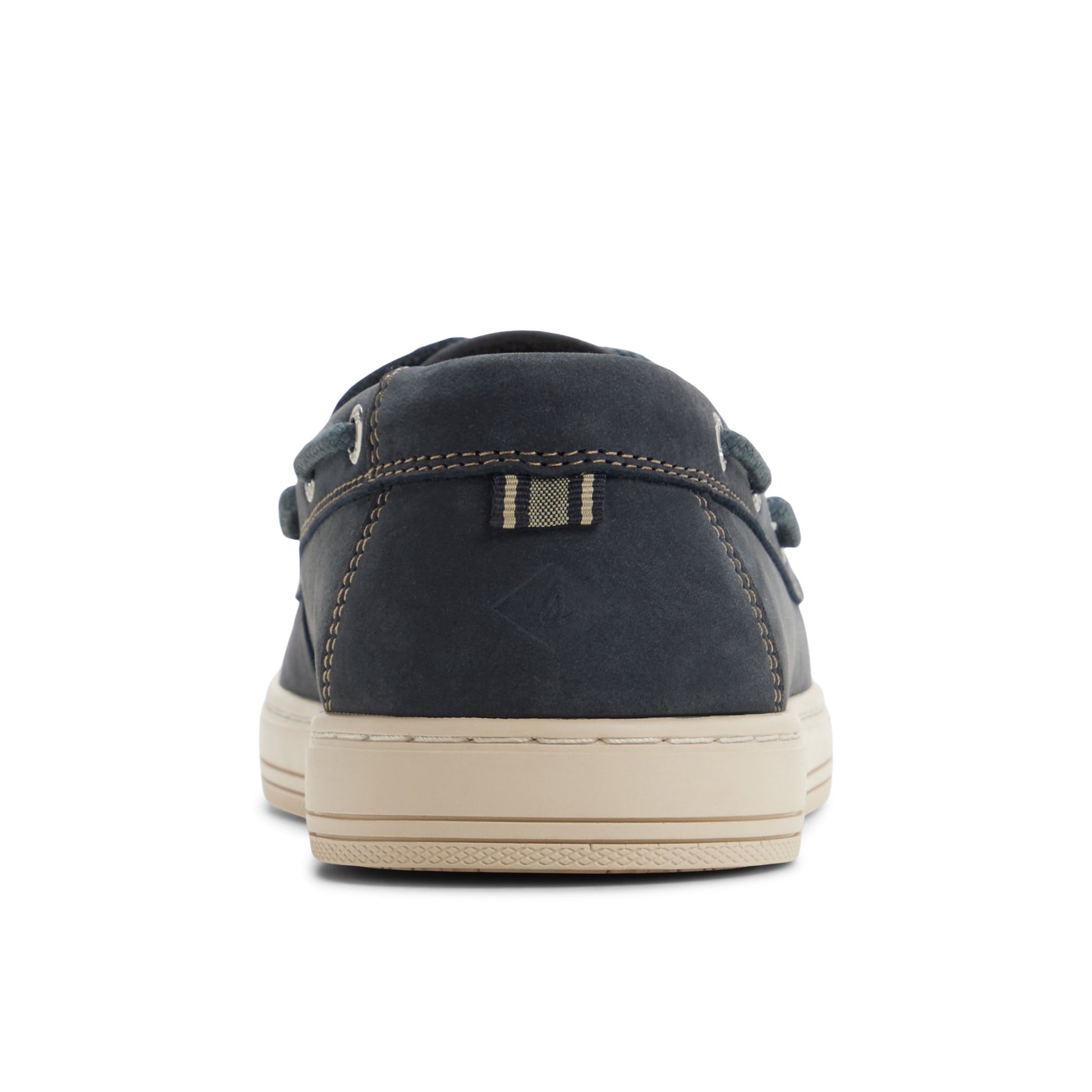 Three-quarter angle of Navy Como Moc Loafer Boat Shoe Sneaker's front side