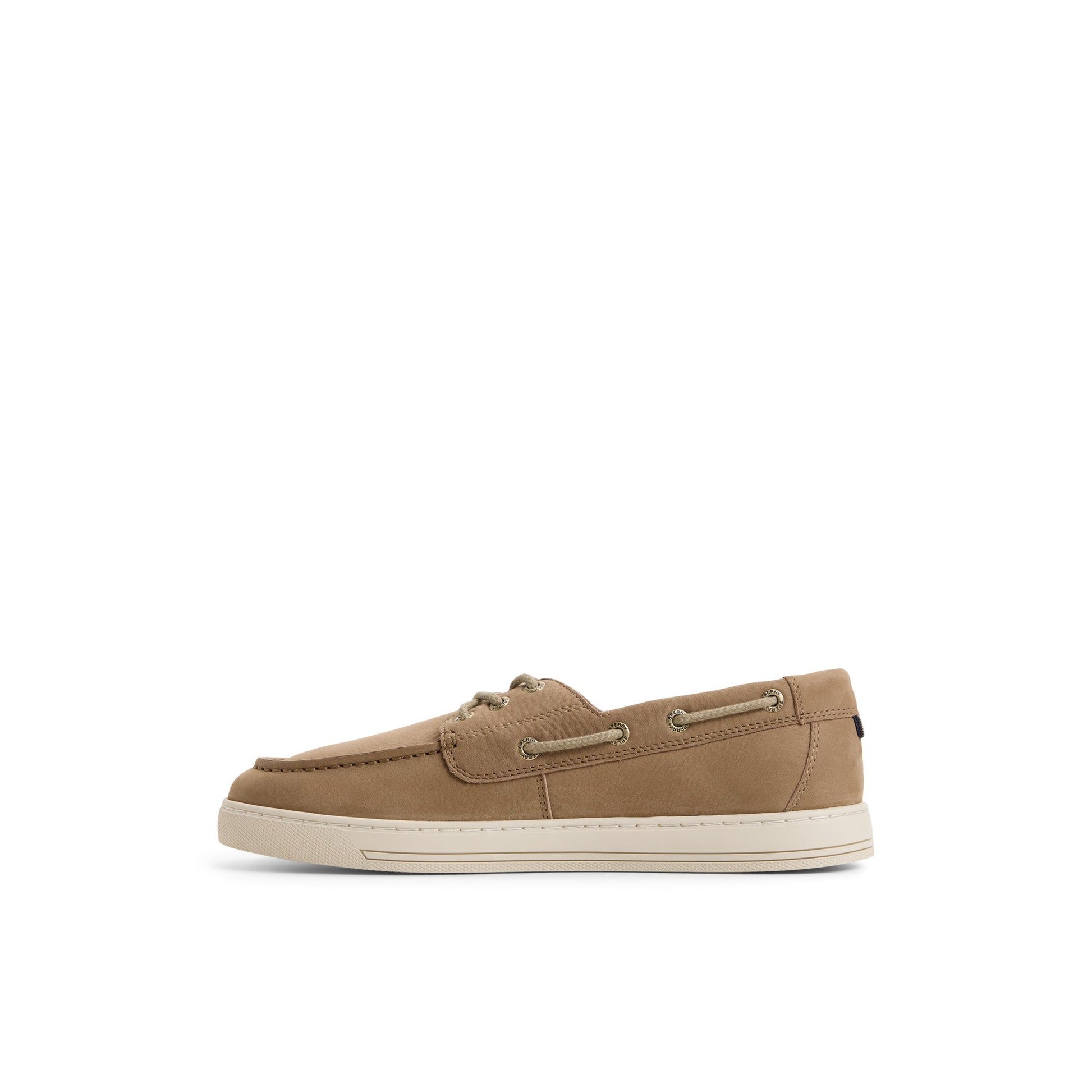 Three-quarter angle of Taupe Como Moc Loafer Boat Shoe Sneaker's back side
