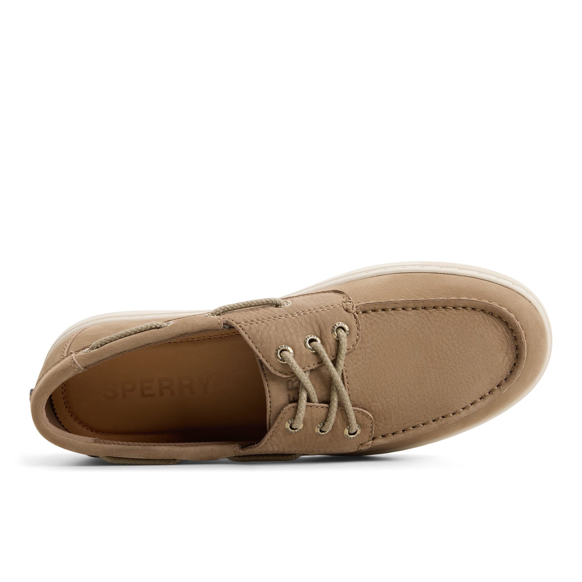 Top-down view of the Taupe Como Moc Loafer Boat Shoe Sneaker