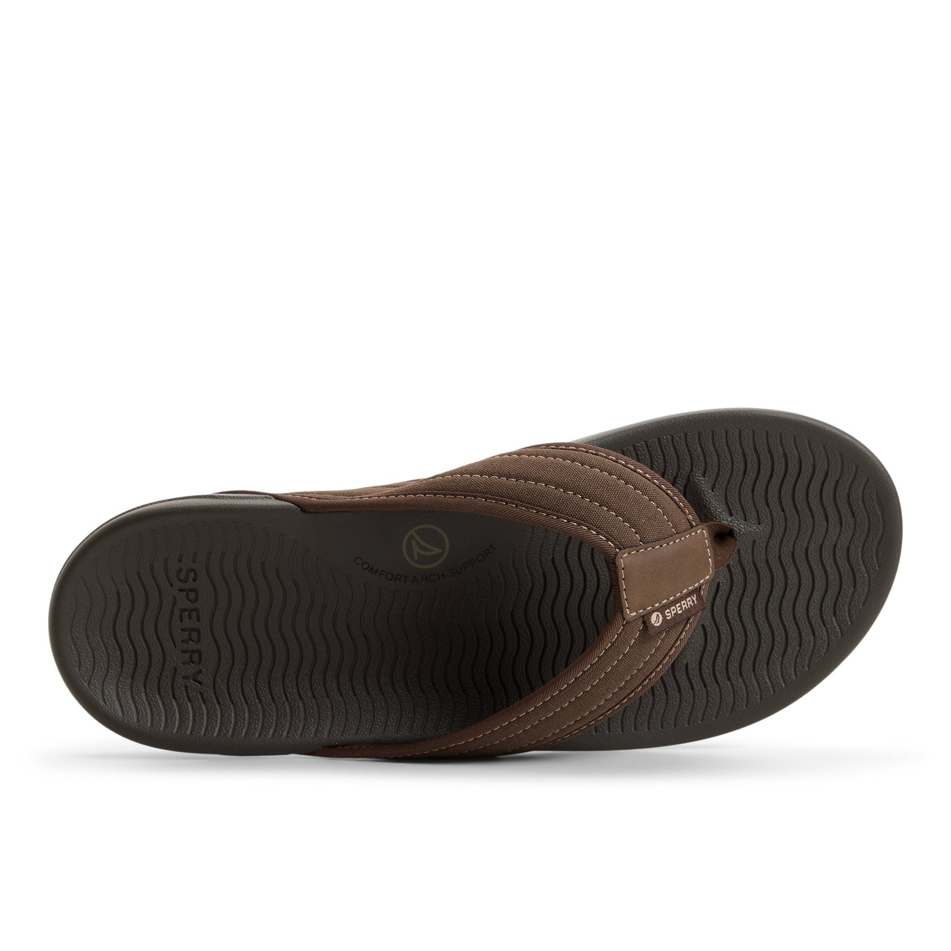 Top-down view of the Brown Ventura Sandal Flip Flop Thong Sandals