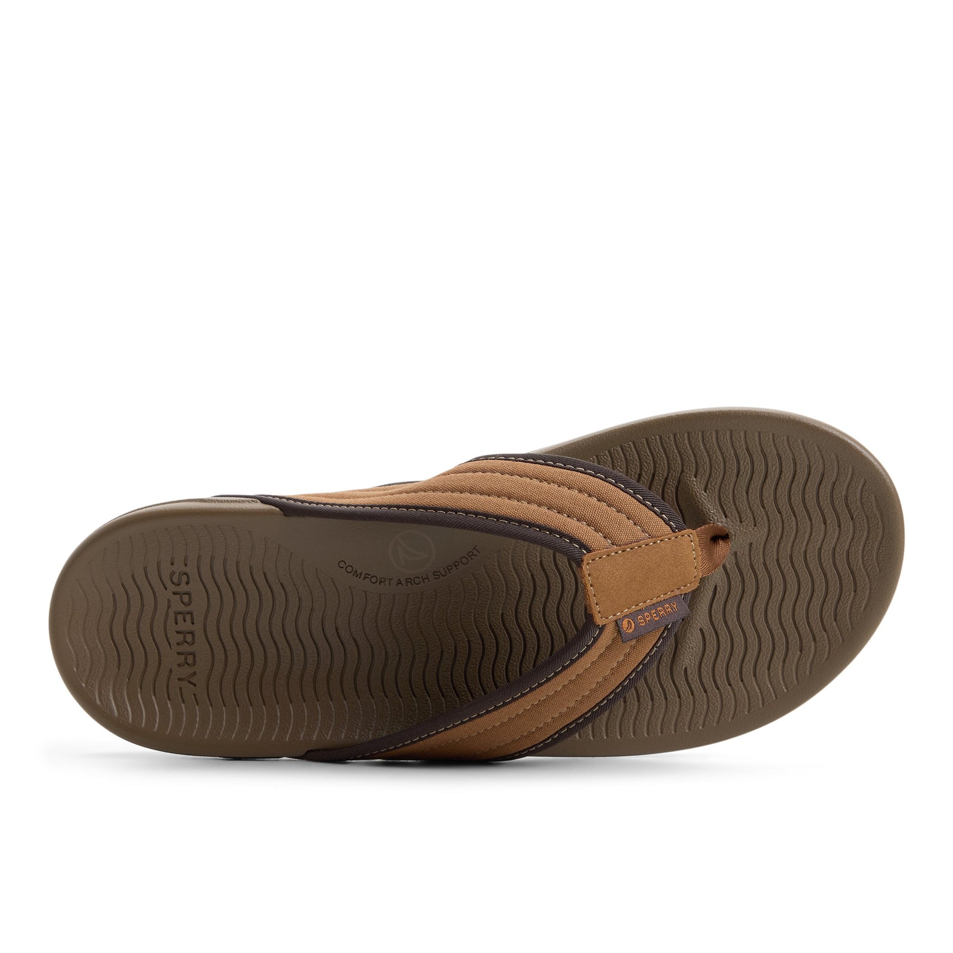 Top-down view of the Tan Ventura Sandal Flip Flop Thong Sandals