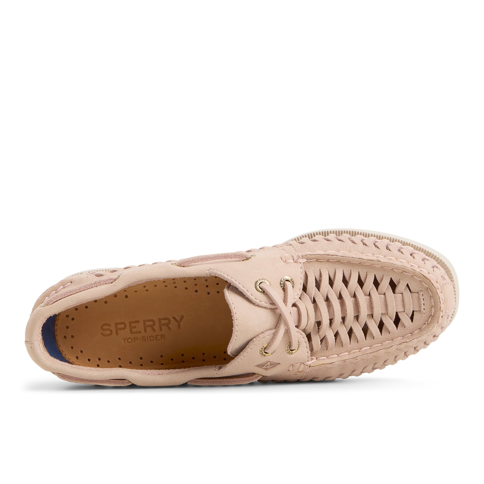 Top-down view of the Light pink Authentic Original™ 2 Eye Woven Boat Shoe Boat Shoe