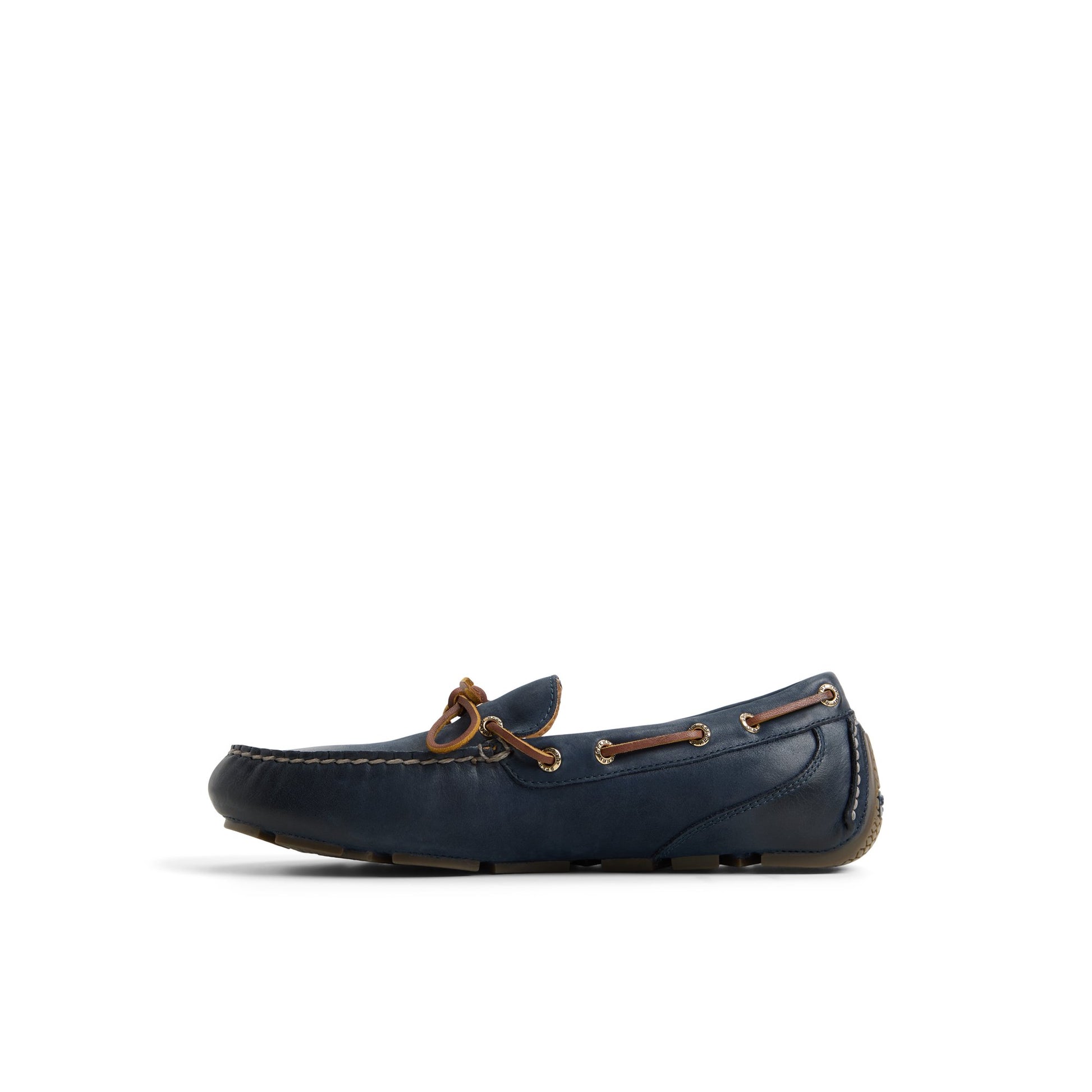 Three-quarter angle of Navy Gold Cup™ Harpswell 1 Eye Loafers's back side