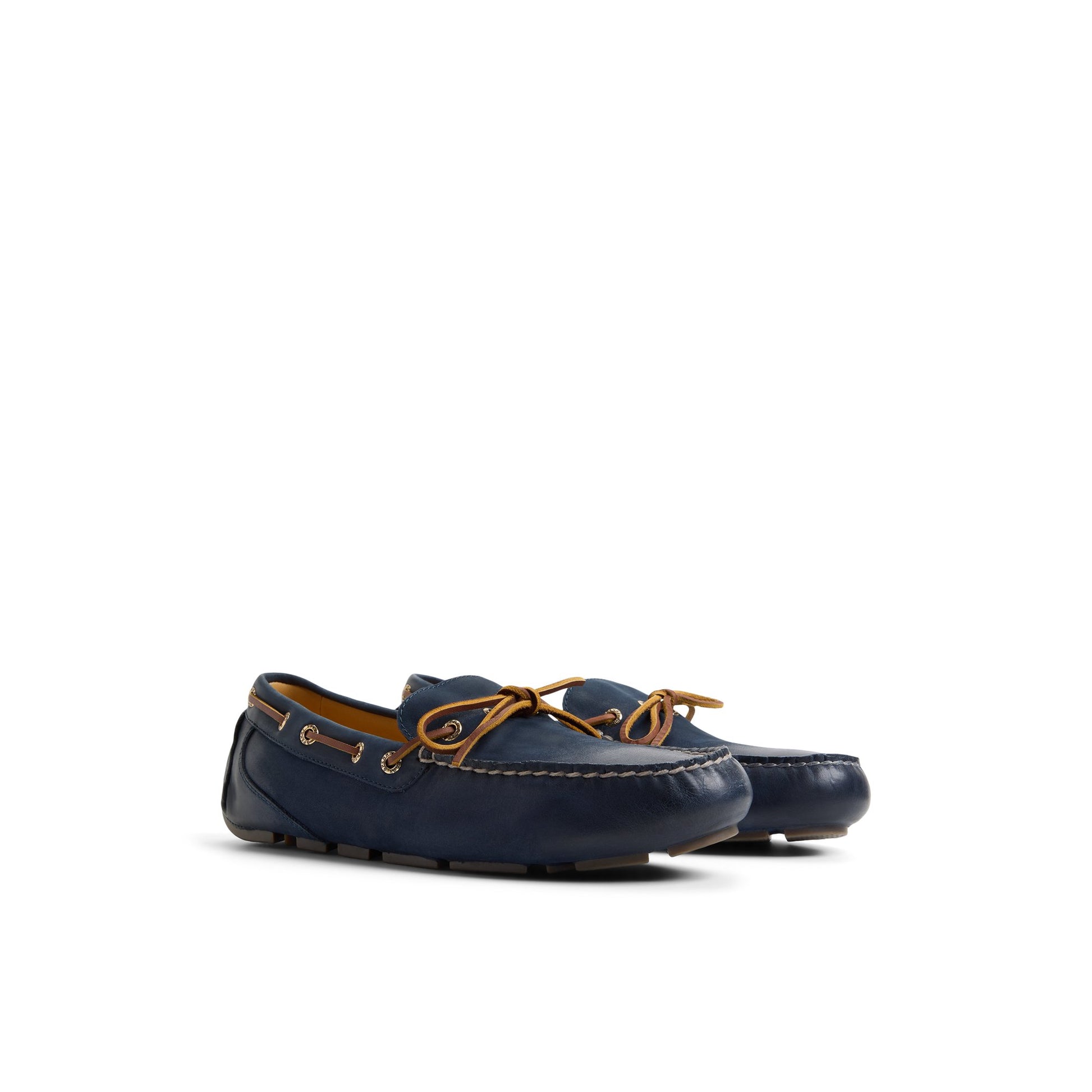 Side view of Navy Gold Cup™ Harpswell 1 Eye Loafers