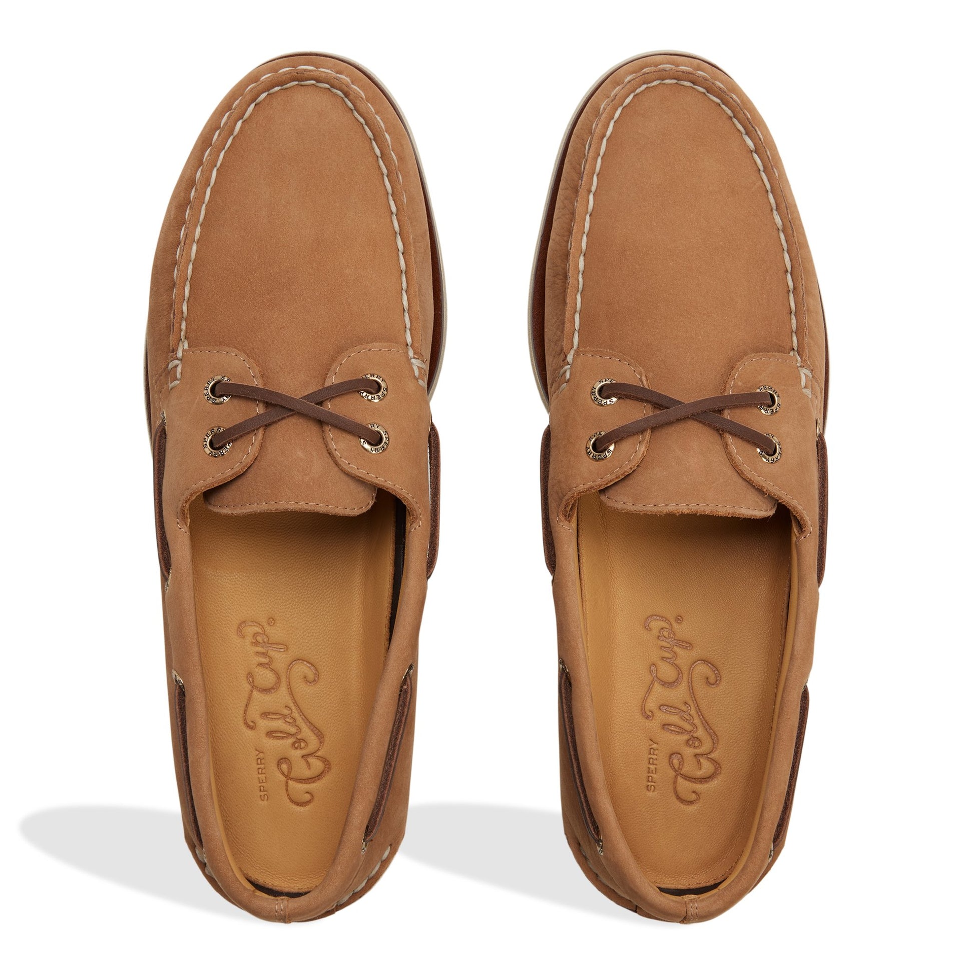Top-down view of the Beige Gold Cup™ Authentic Original™ 2-Eye Boat Shoe Boat Shoe