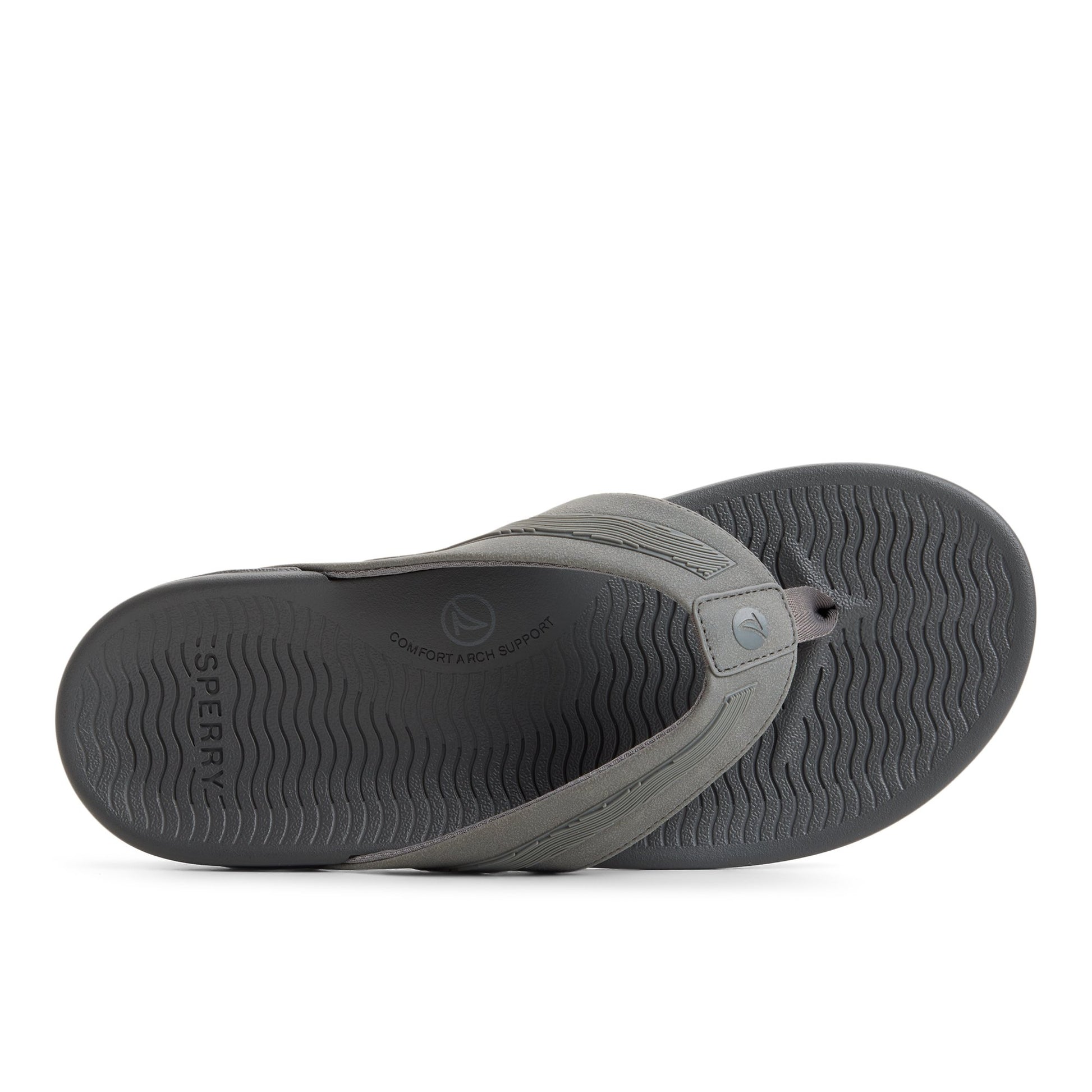 Top-down view of the Grey Ventura Sandal Flip Flop Thong Sandals