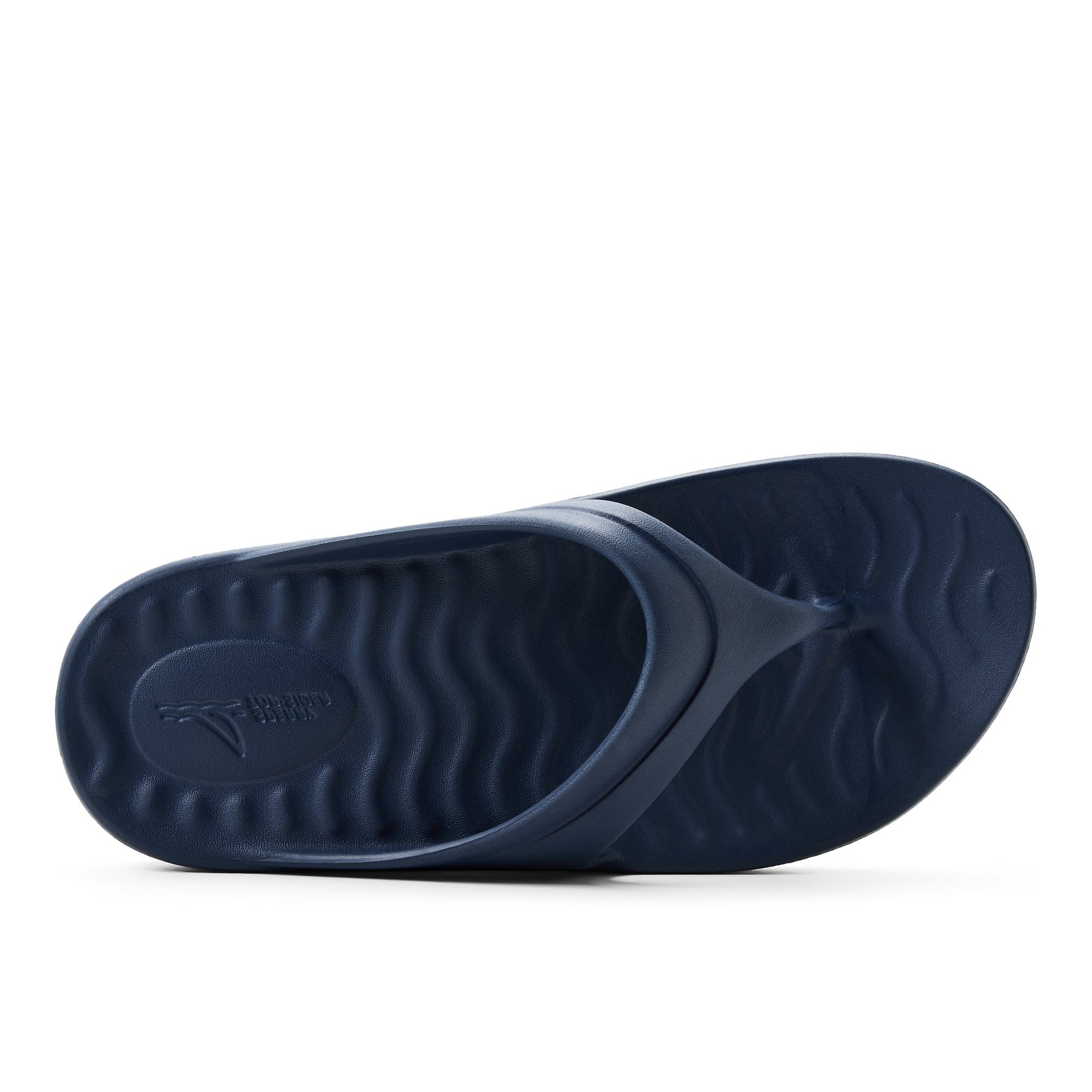 Top-down view of the Navy Flow Sandal Flip Flop Thong Sandals