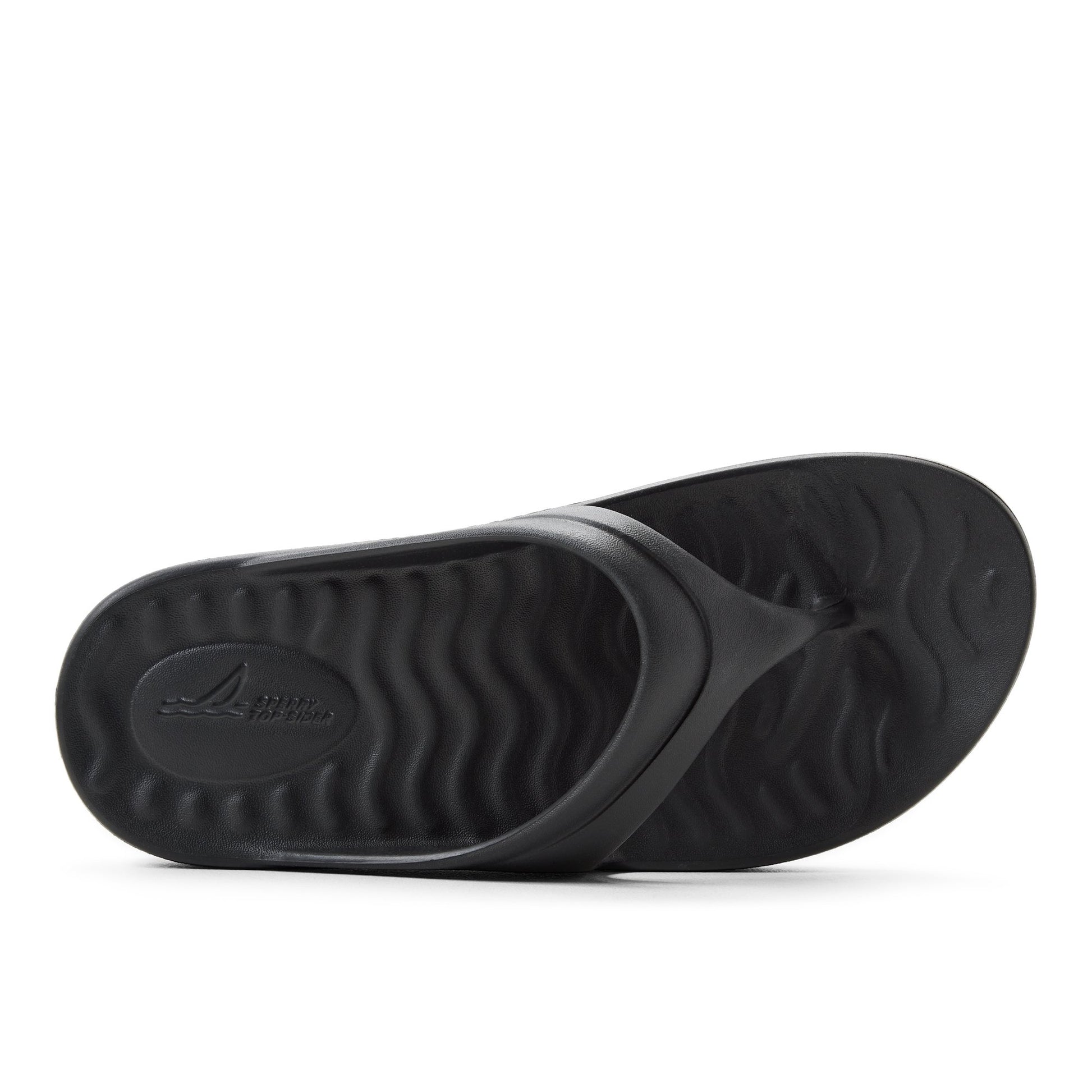 Top-down view of the Black Flow Sandal Flip Flop Thong Sandals