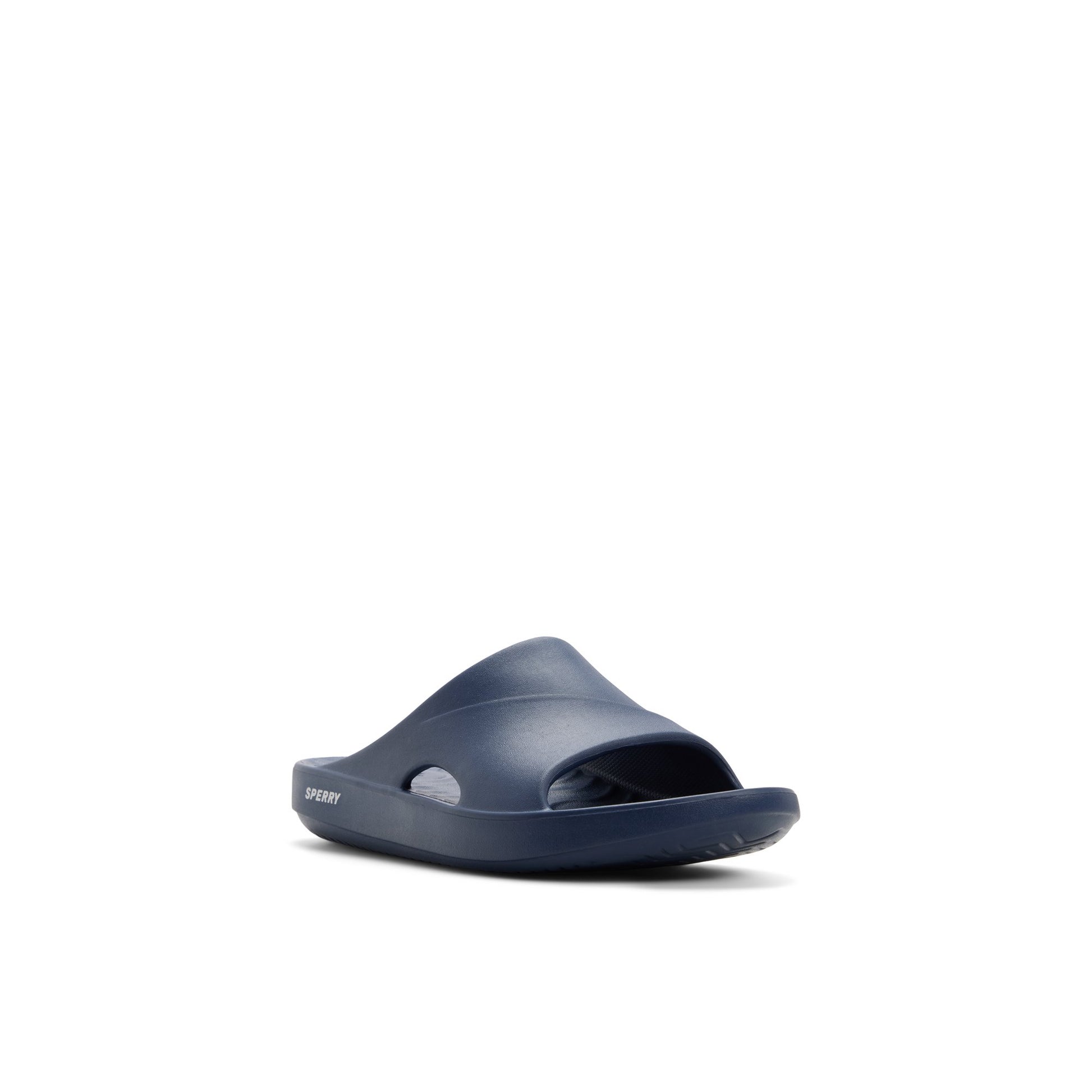 Side view of Navy Flow Slide Sandal Slide Sandals