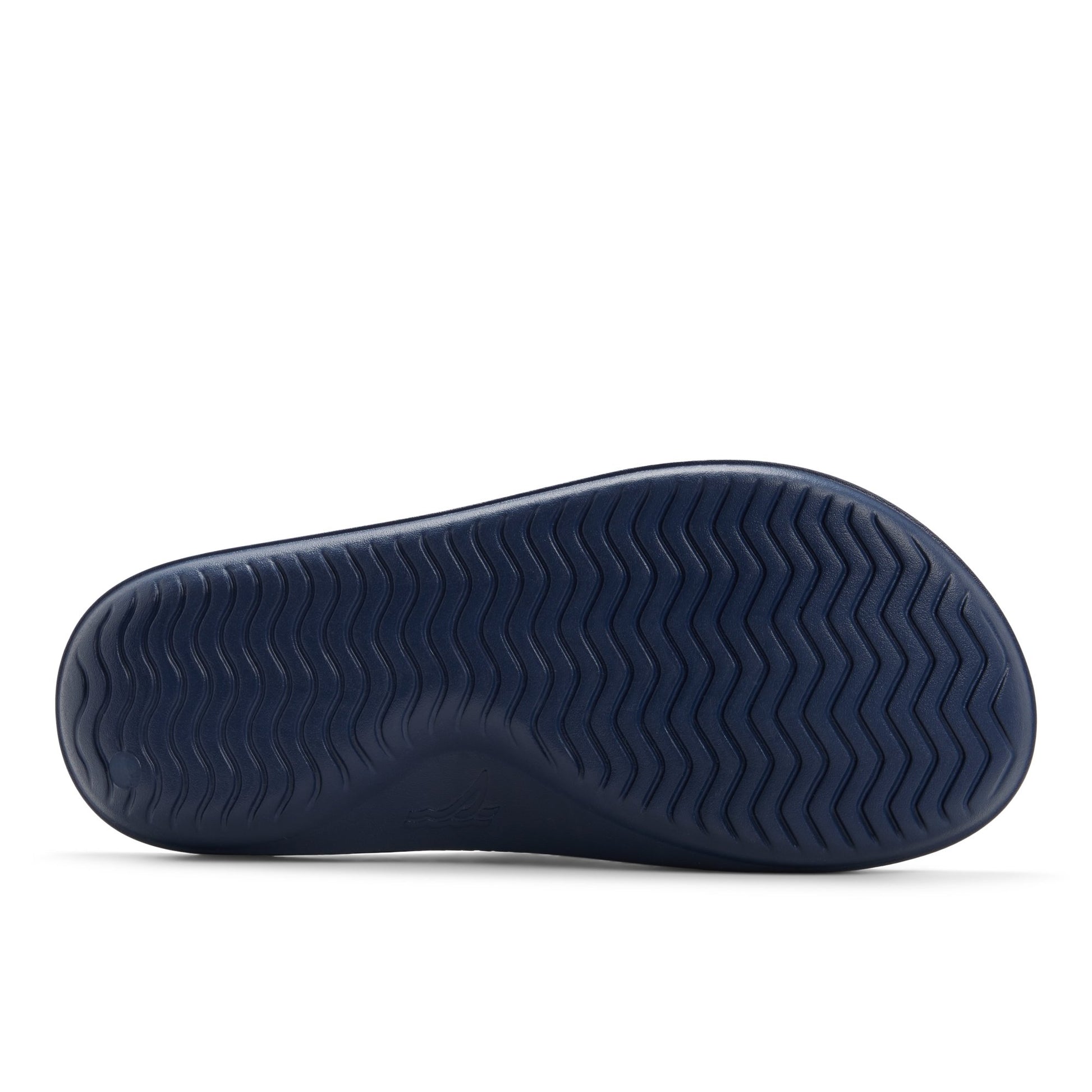 Close-up of the Navy Flow Slide Sandal Slide Sandals