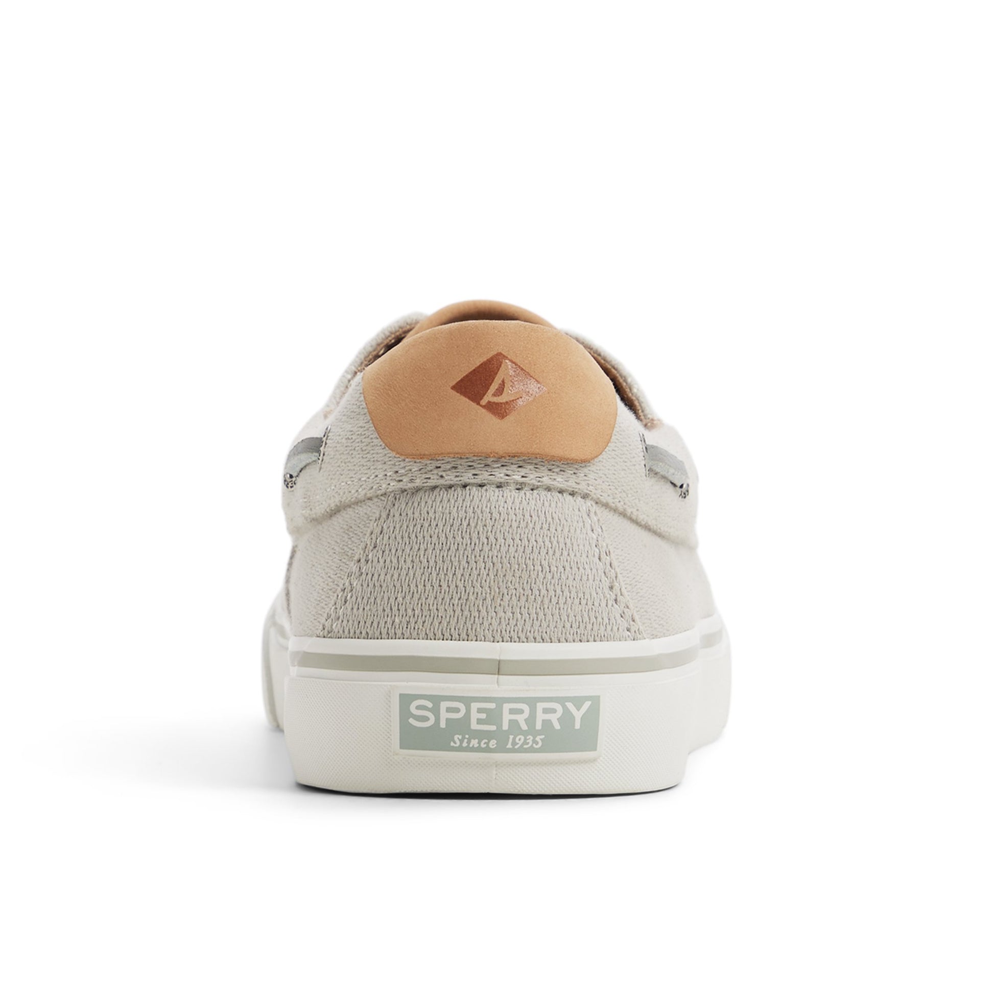 Three-quarter angle of Grey Helm 2 Eye Sneaker Boat Shoe Sneaker's front side