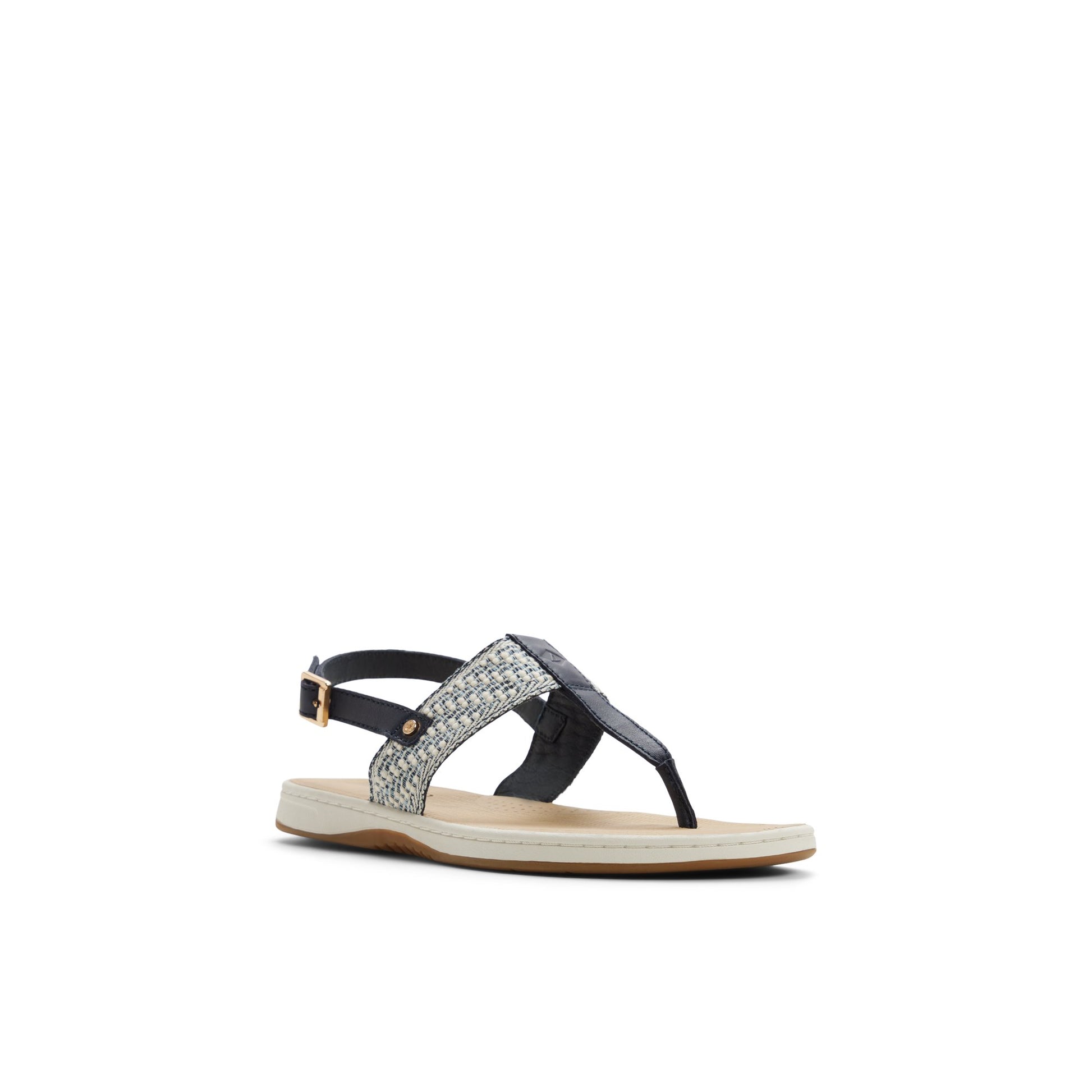 Side view of Navy Sunfish Thong Sandal Flat Sandals