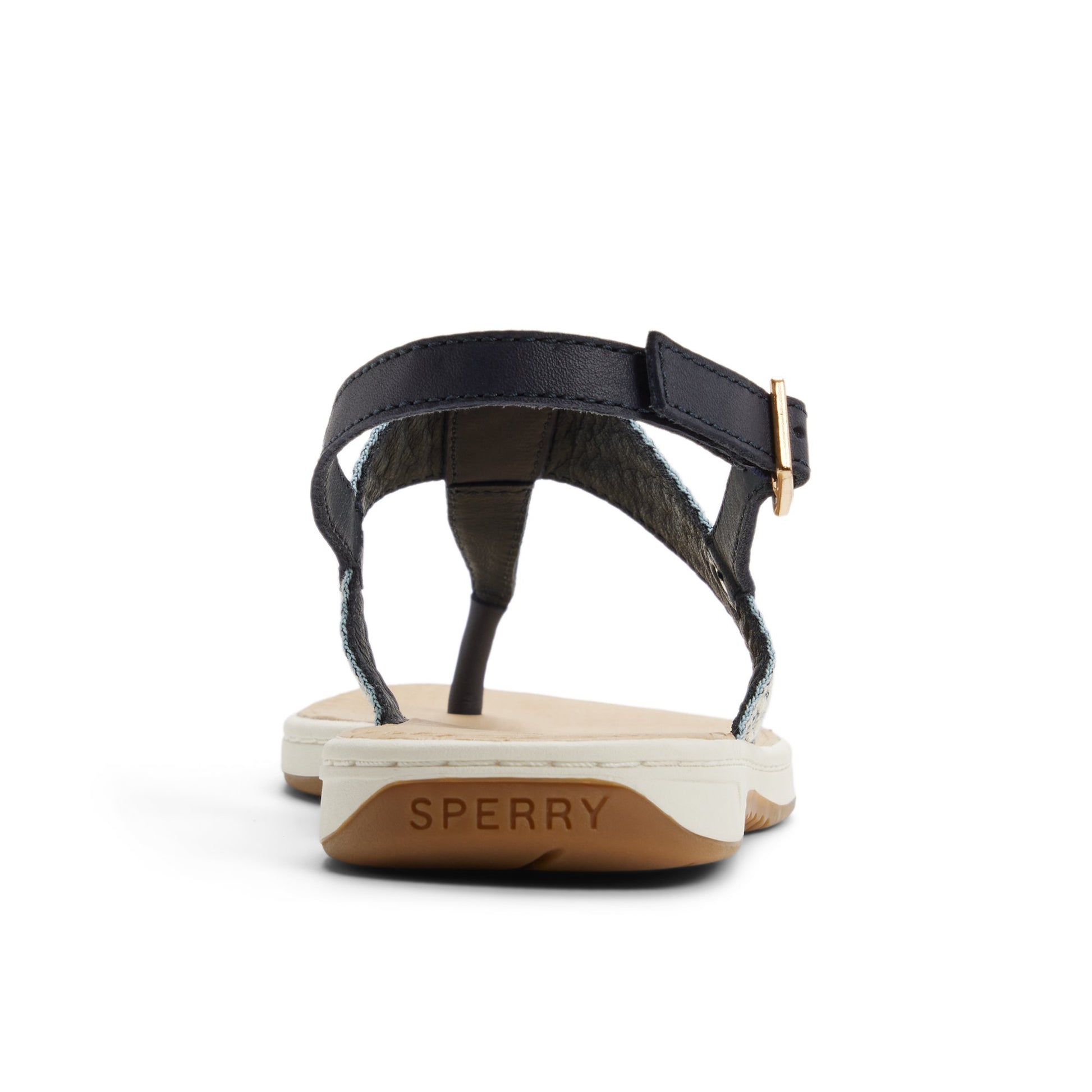 Three-quarter angle of Navy Sunfish Thong Sandal Flat Sandals's front side