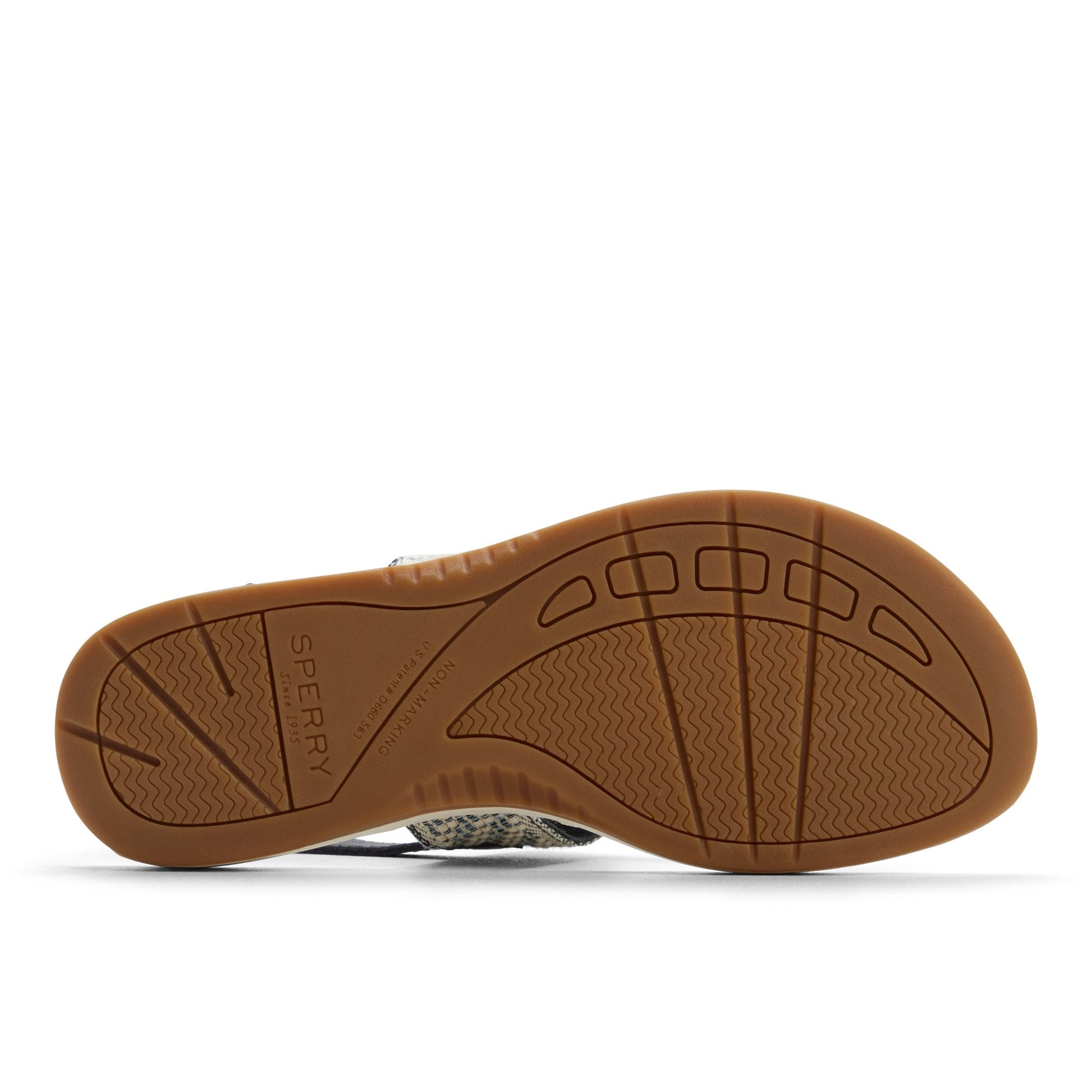Close-up of the Navy Sunfish Thong Sandal Flat Sandals