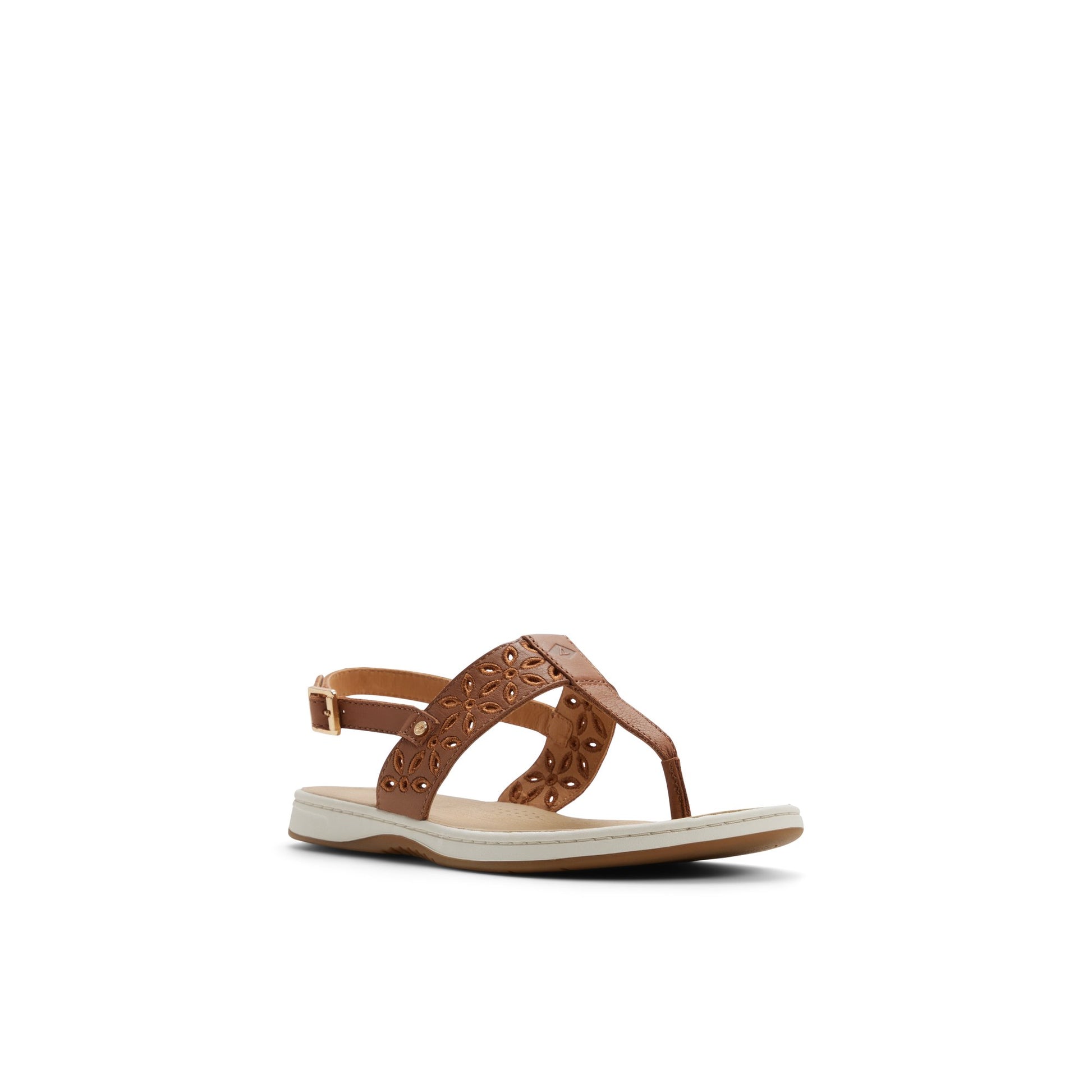 Side view of Tan Sunfish Thong Sandal Flat Sandals