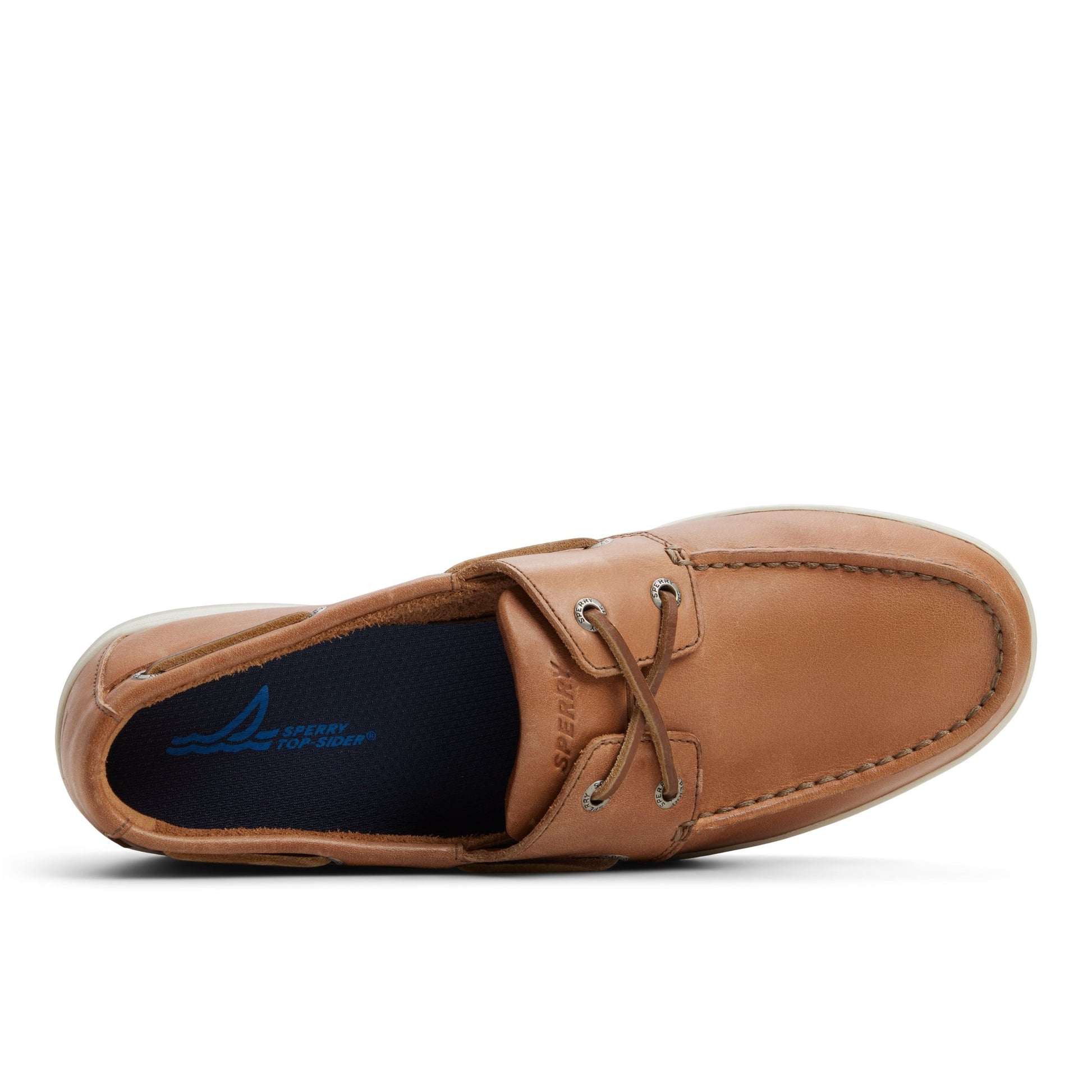 Top-down view of the Tan Strake 2 Eye Boat Shoe Sneaker