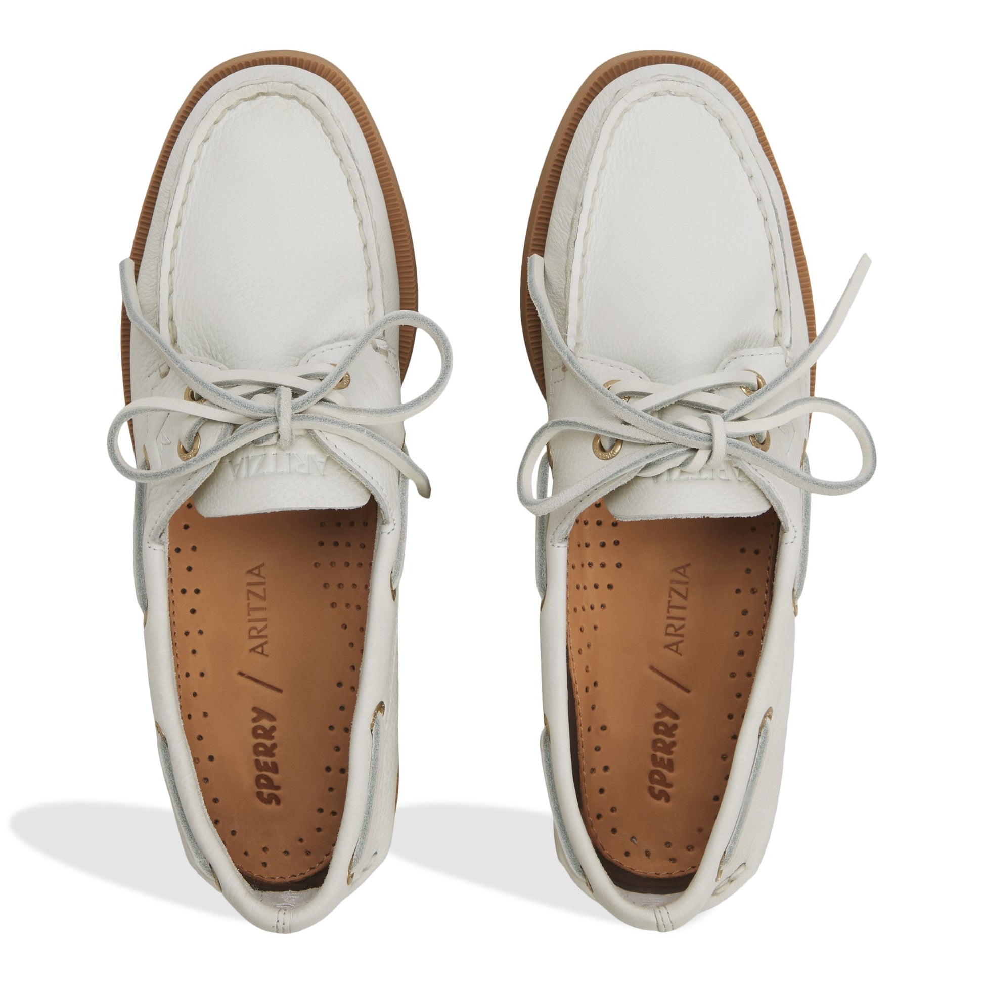 Top-down view of the Ivory Sperry x Aritzia Authentic Original™ 2-Eye Boat Shoe Boat Shoe