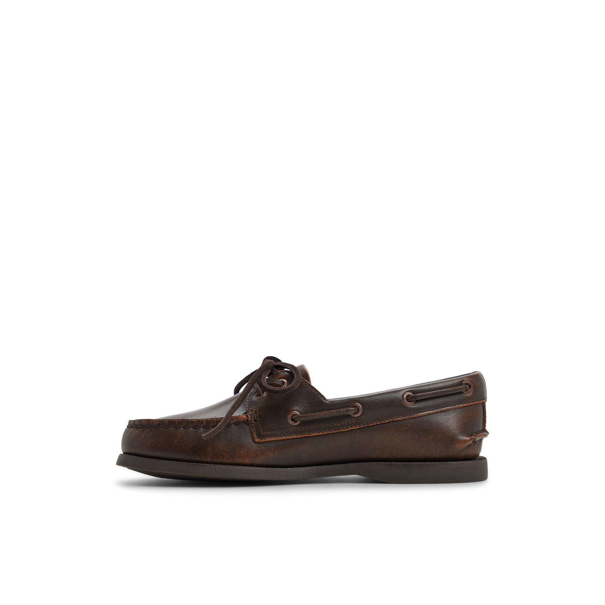 Three-quarter angle of Dark brown Sperry x Aritzia Authentic Original™ 2-Eye Boat Shoe Boat Shoe's back side