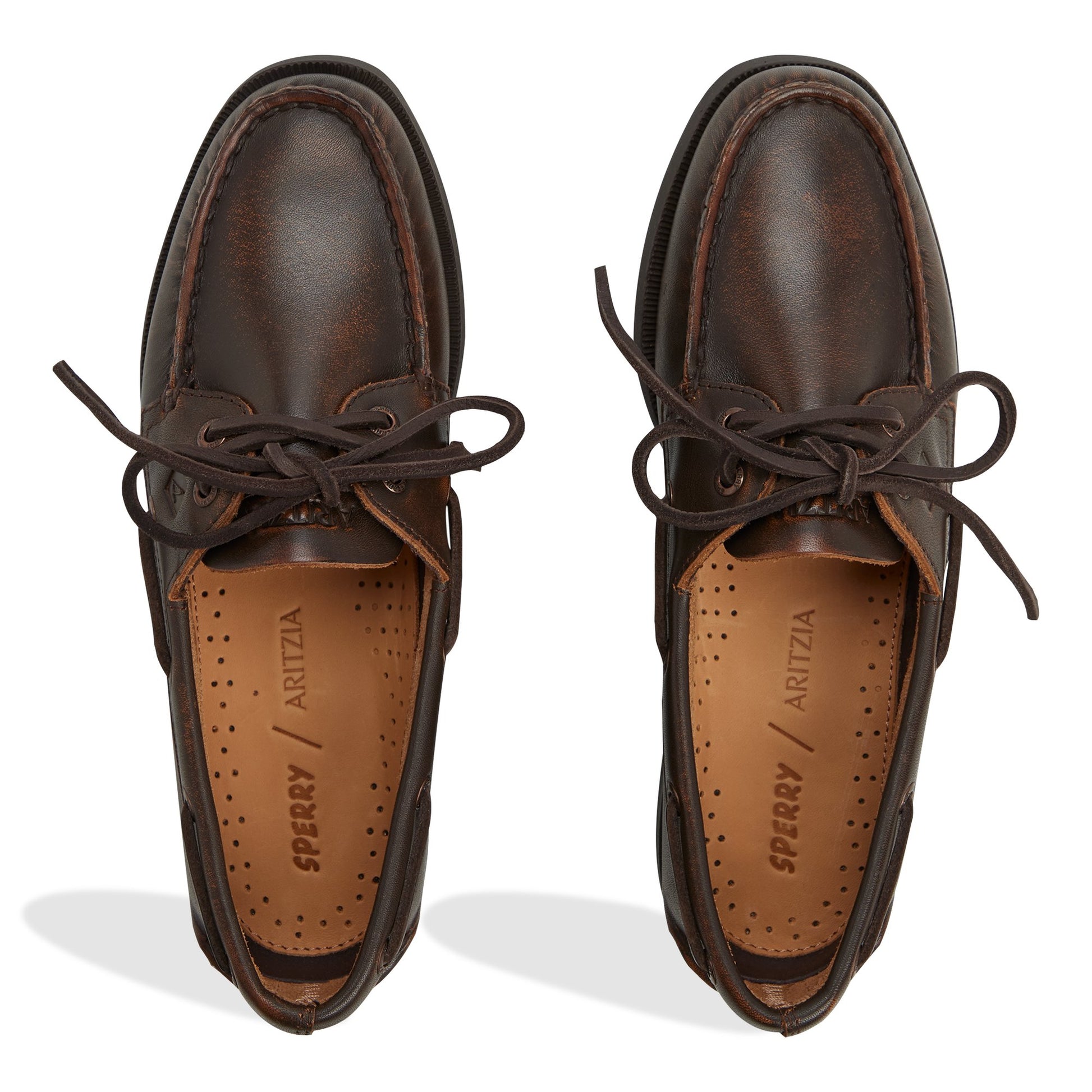 Top-down view of the Dark brown Sperry x Aritzia Authentic Original™ 2-Eye Boat Shoe Boat Shoe