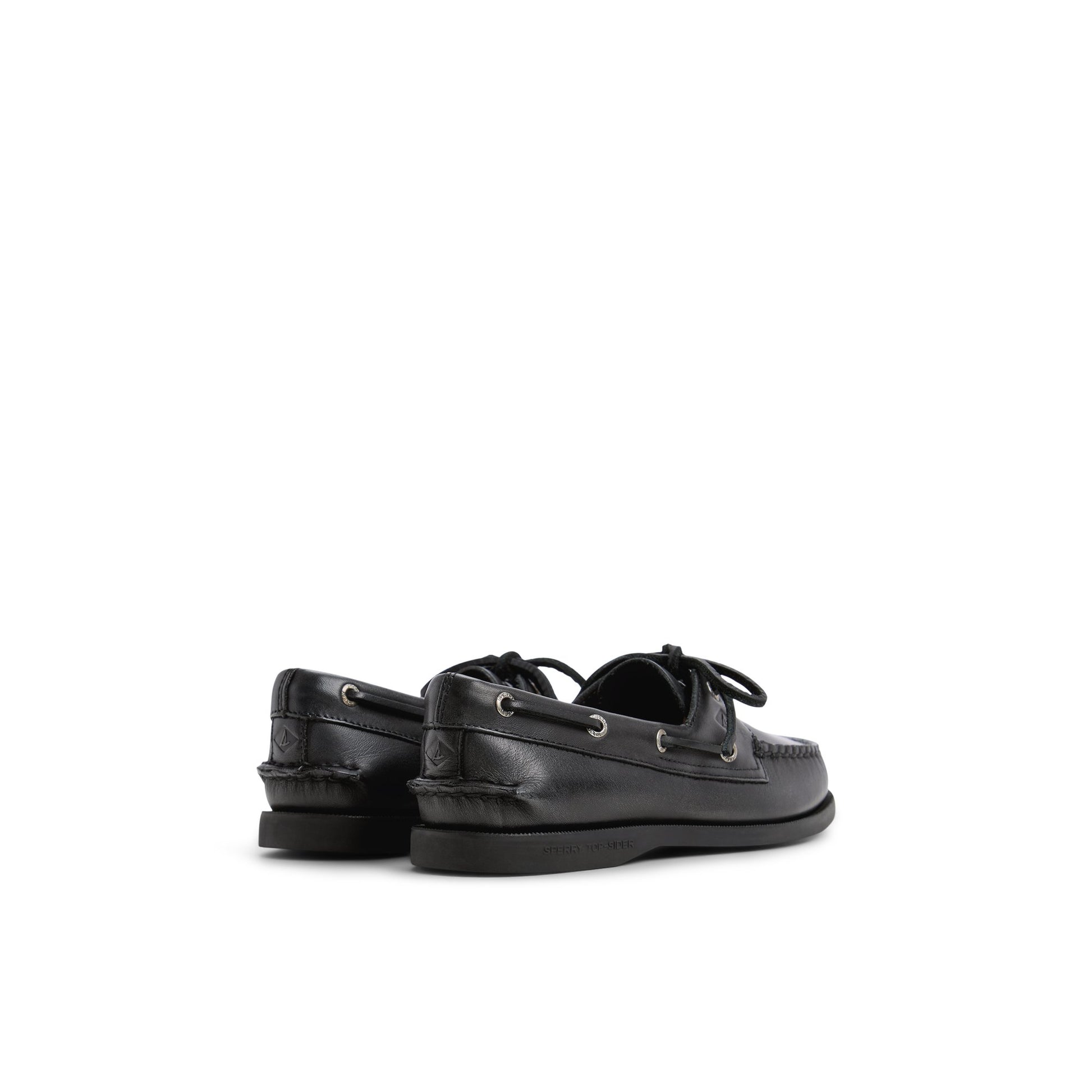 Three-quarter angle of Black Sperry x Aritzia Authentic Original™ 2-Eye Boat Shoe Boat Shoe's front side
