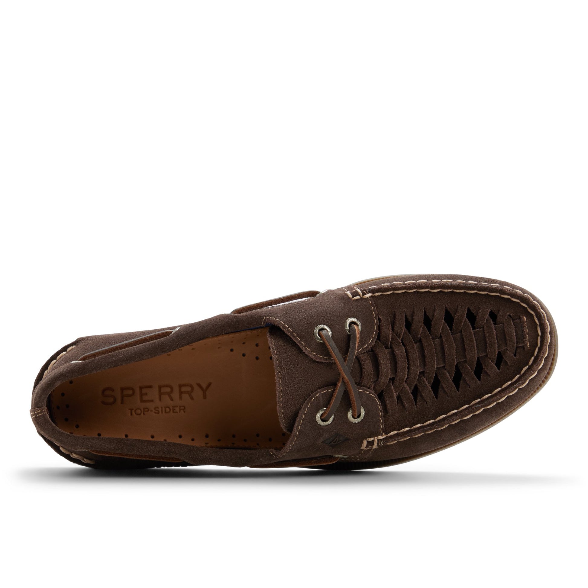 Top-down view of the Dark brown Authentic Original™ 2-Eye Woven Boat Shoe Boat Shoe