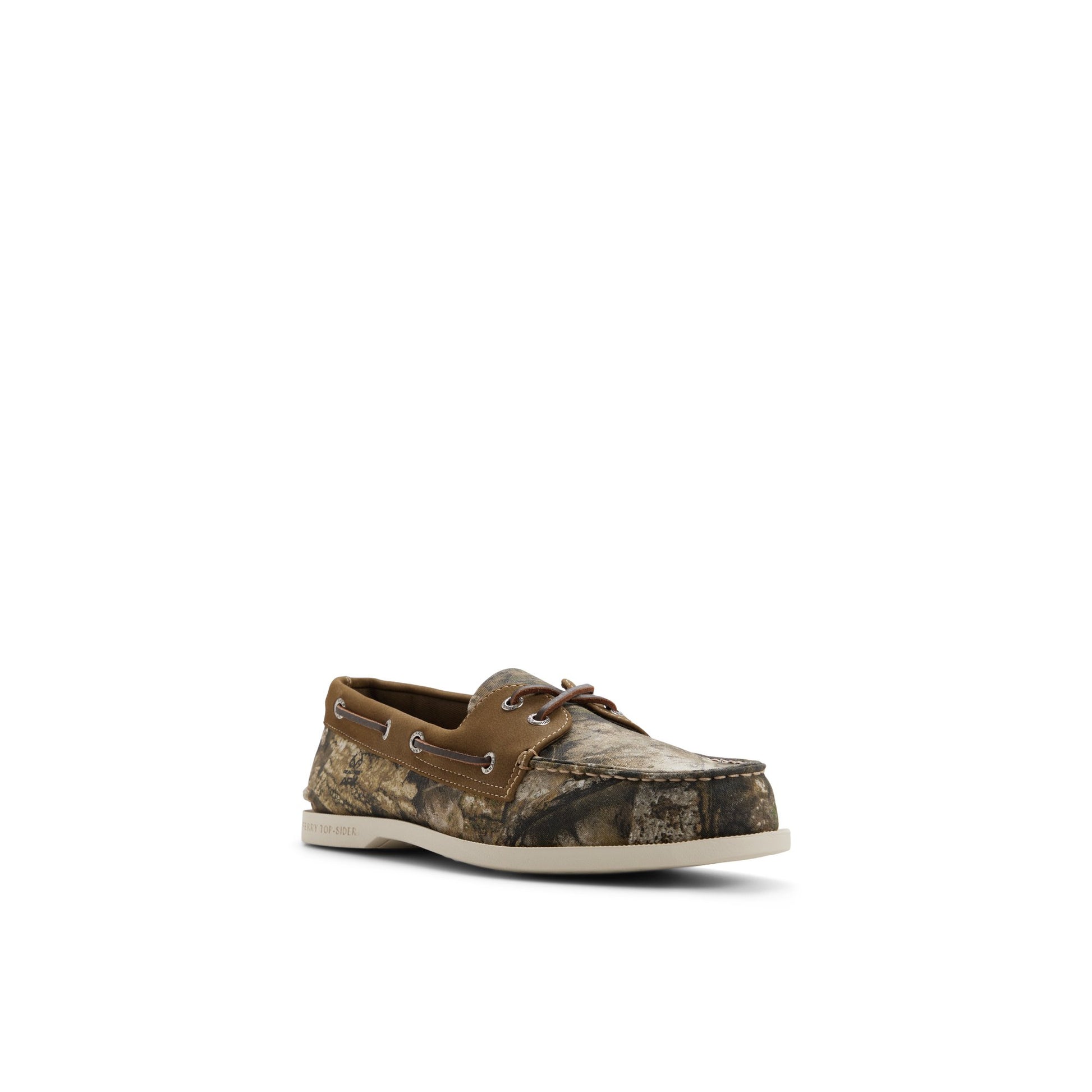 Side view of Green w/print Authentic Original™ 2-Eye Lite Boat Shoe