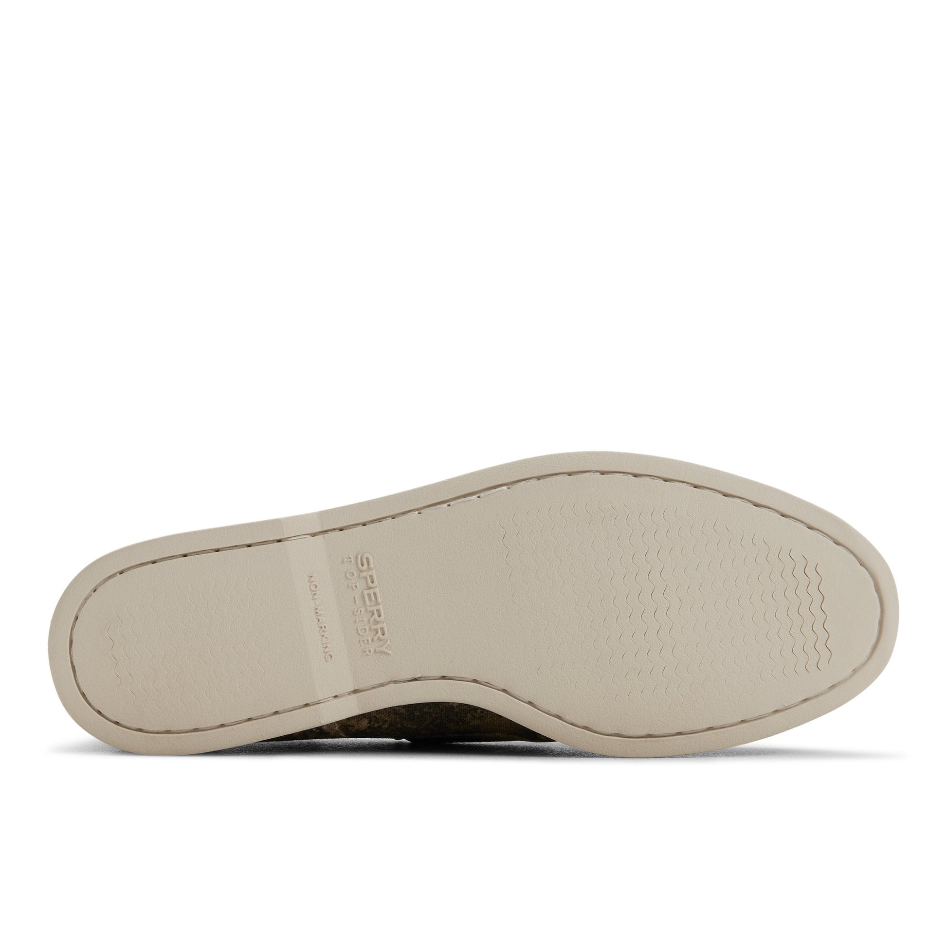 Close-up of the Green w/print Authentic Original™ 2-Eye Lite Boat Shoe