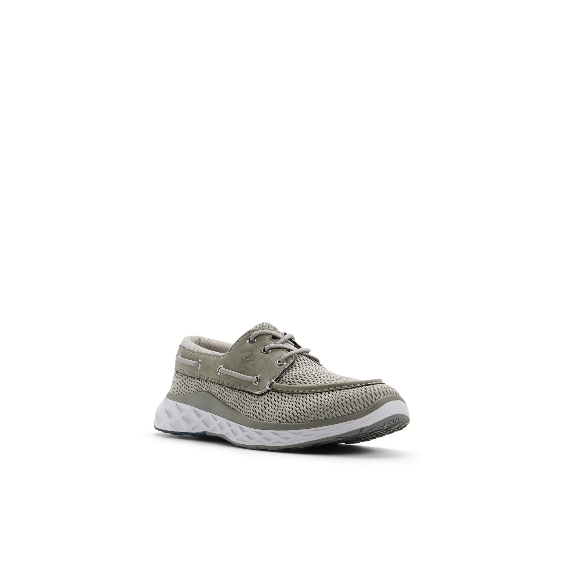 Side view of Grey Dipsail Mesh 3 Eye Boat Sneaker
