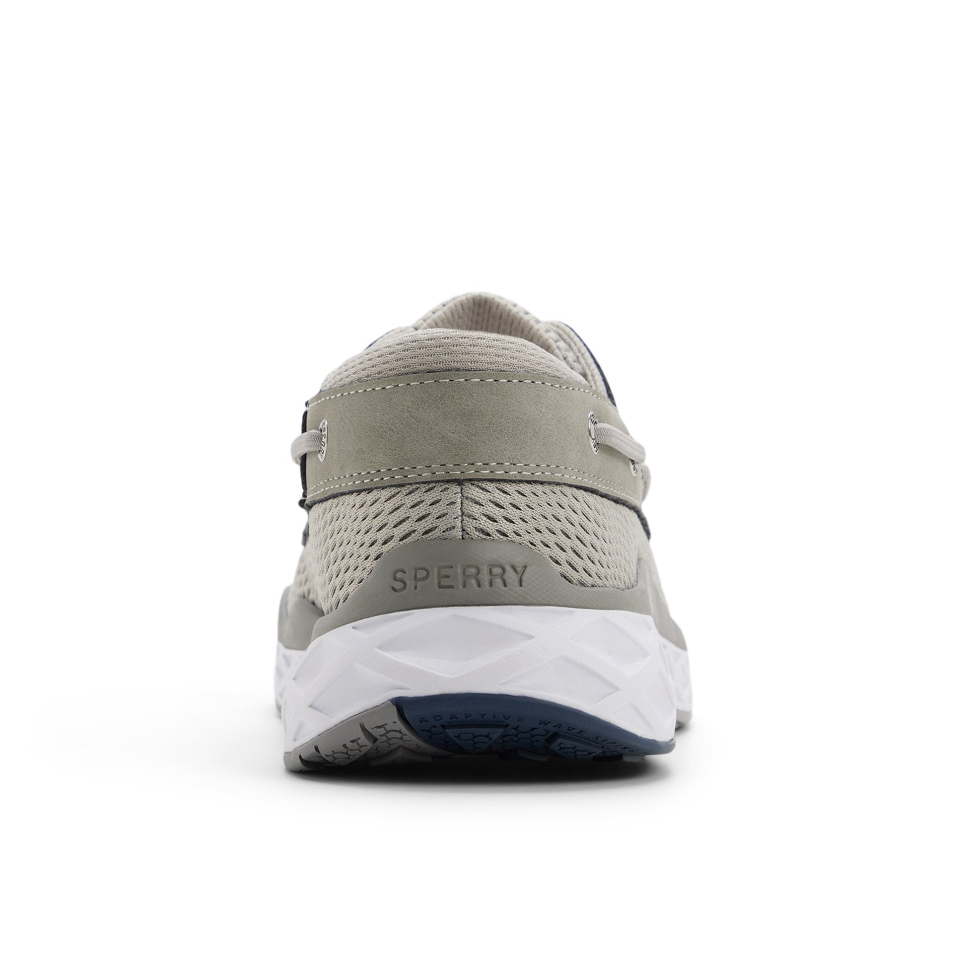 Three-quarter angle of Grey Dipsail Mesh 3 Eye Boat Sneaker 's front side