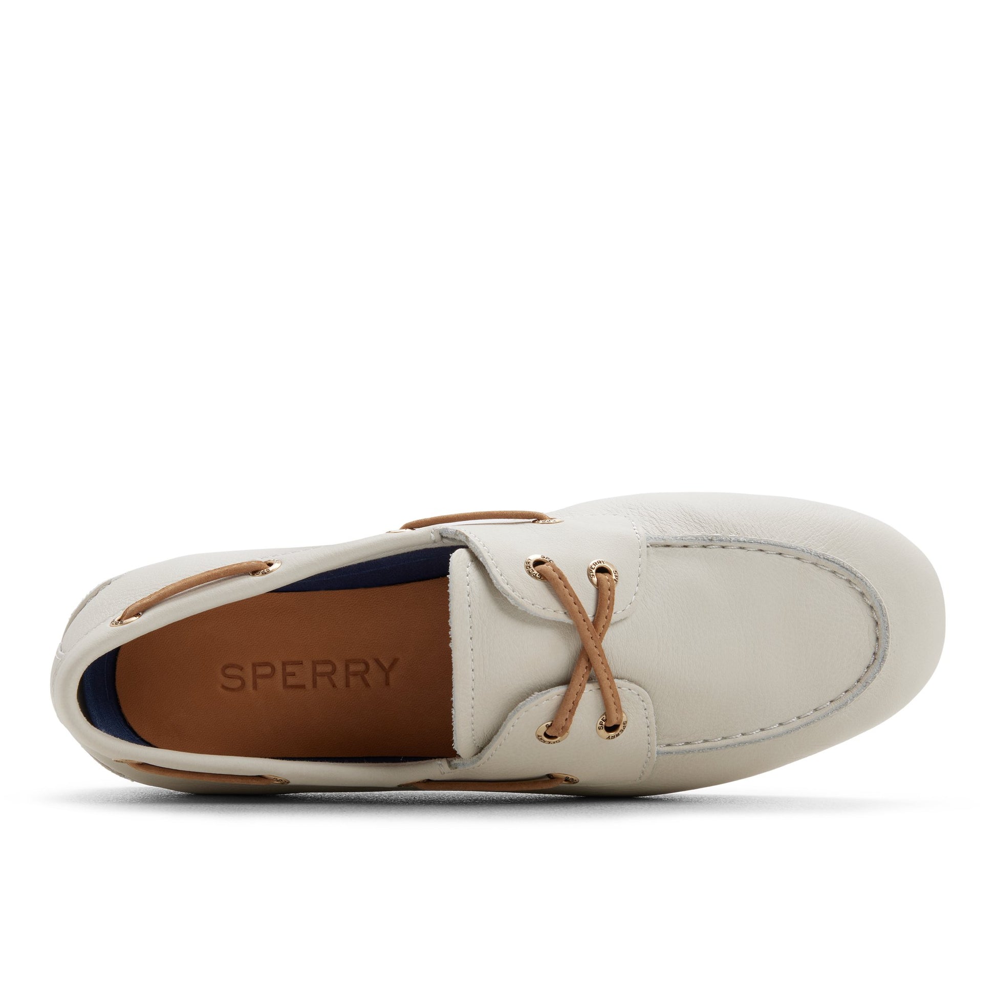 Top-down view of the Cream Slim Boat Shoe Boat Shoe
