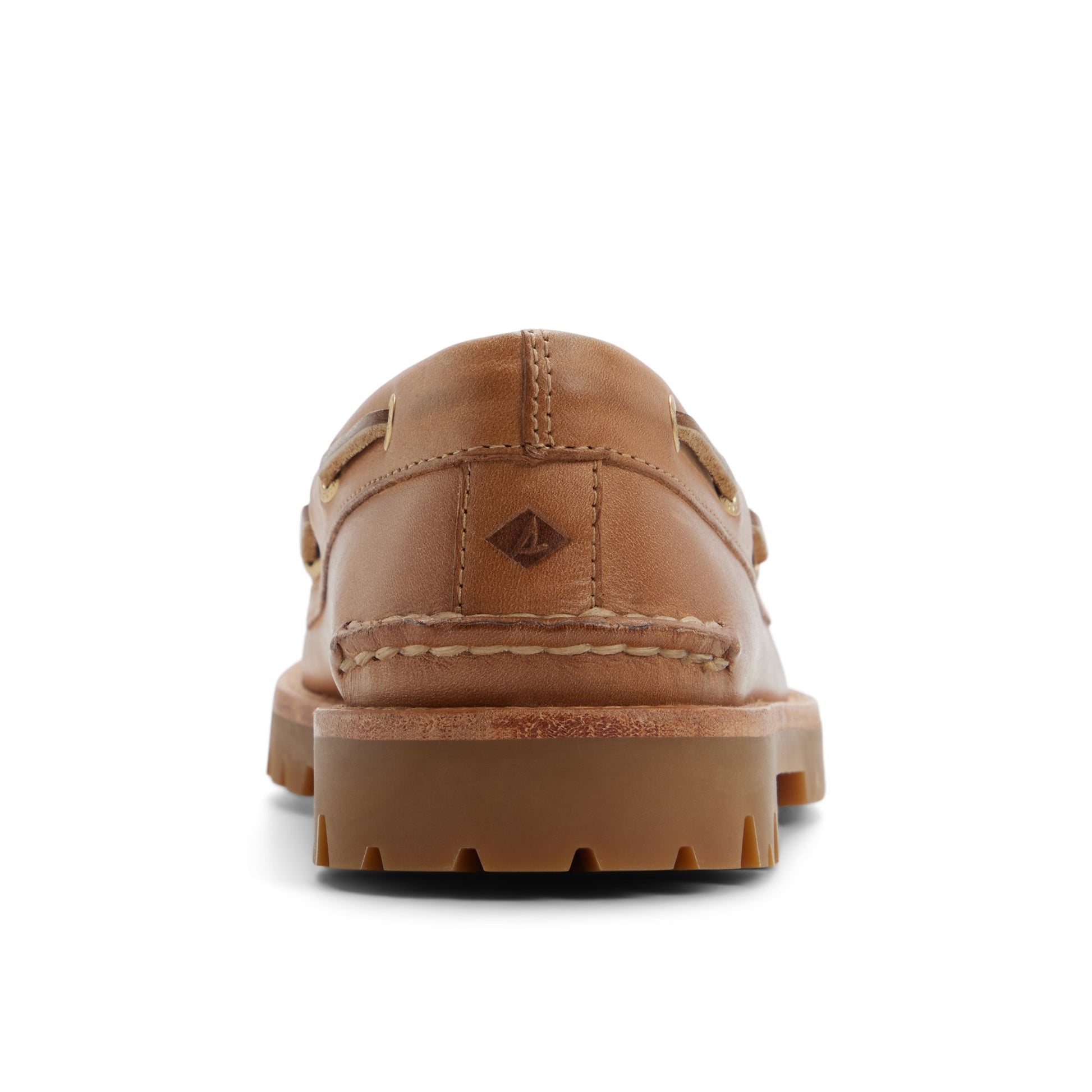 Three-quarter angle of Tan Authentic Original™ 2 Eye Low Lug Boat Shoe's front side